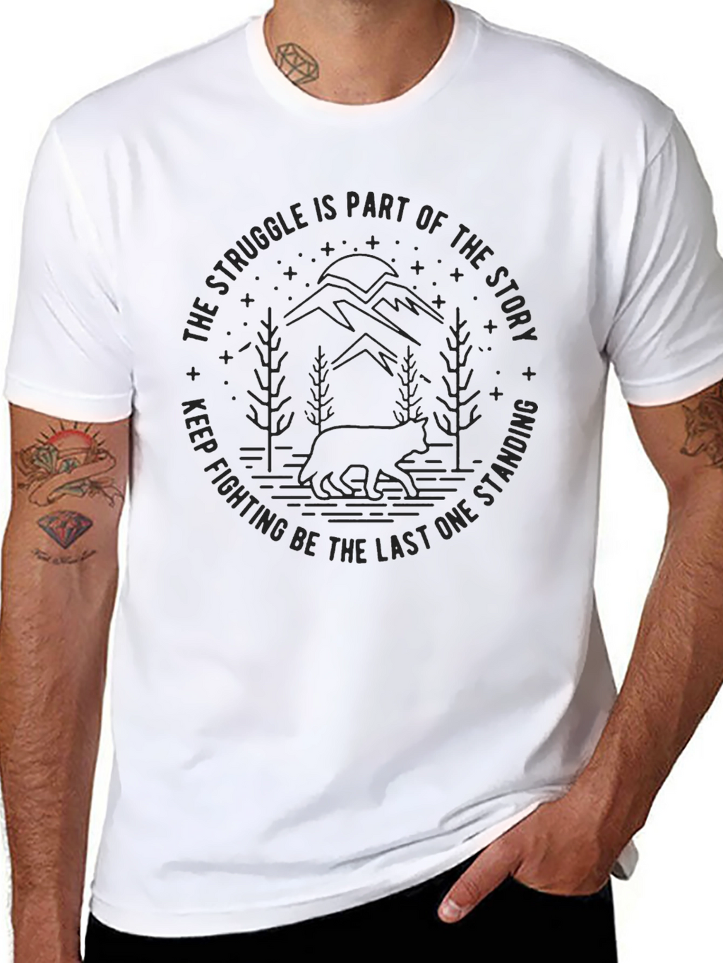 Struggle Story Bear Graphic Crew Neck Tee