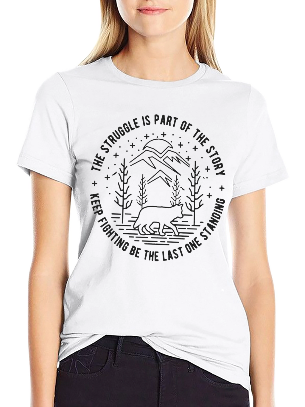 Struggle Story Bear Graphic Crew Neck Tee