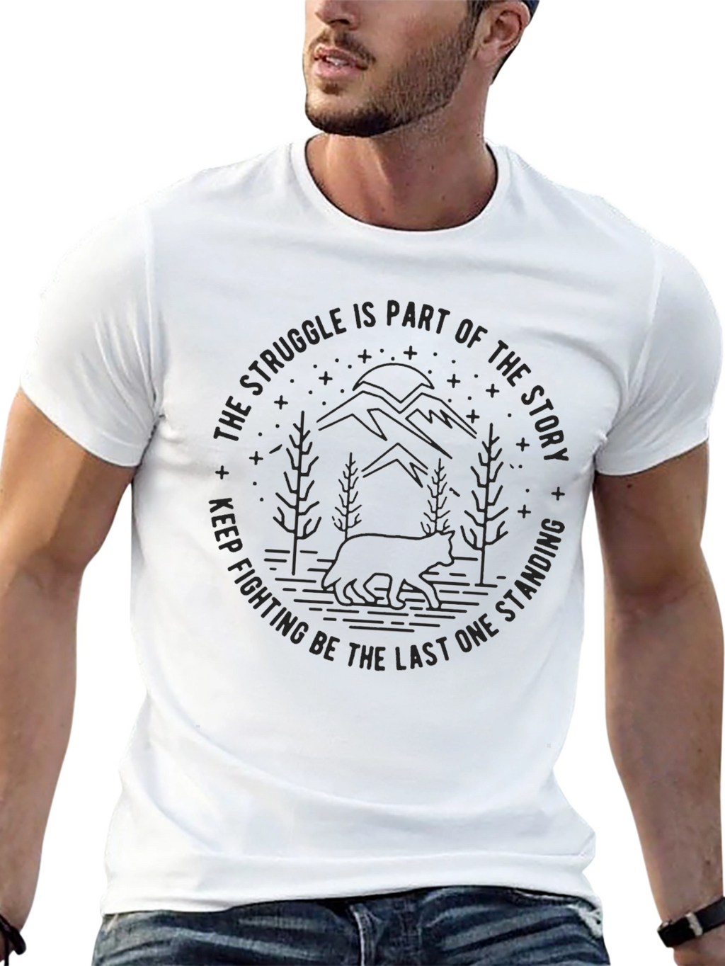 Struggle Story Bear Graphic Crew Neck Tee