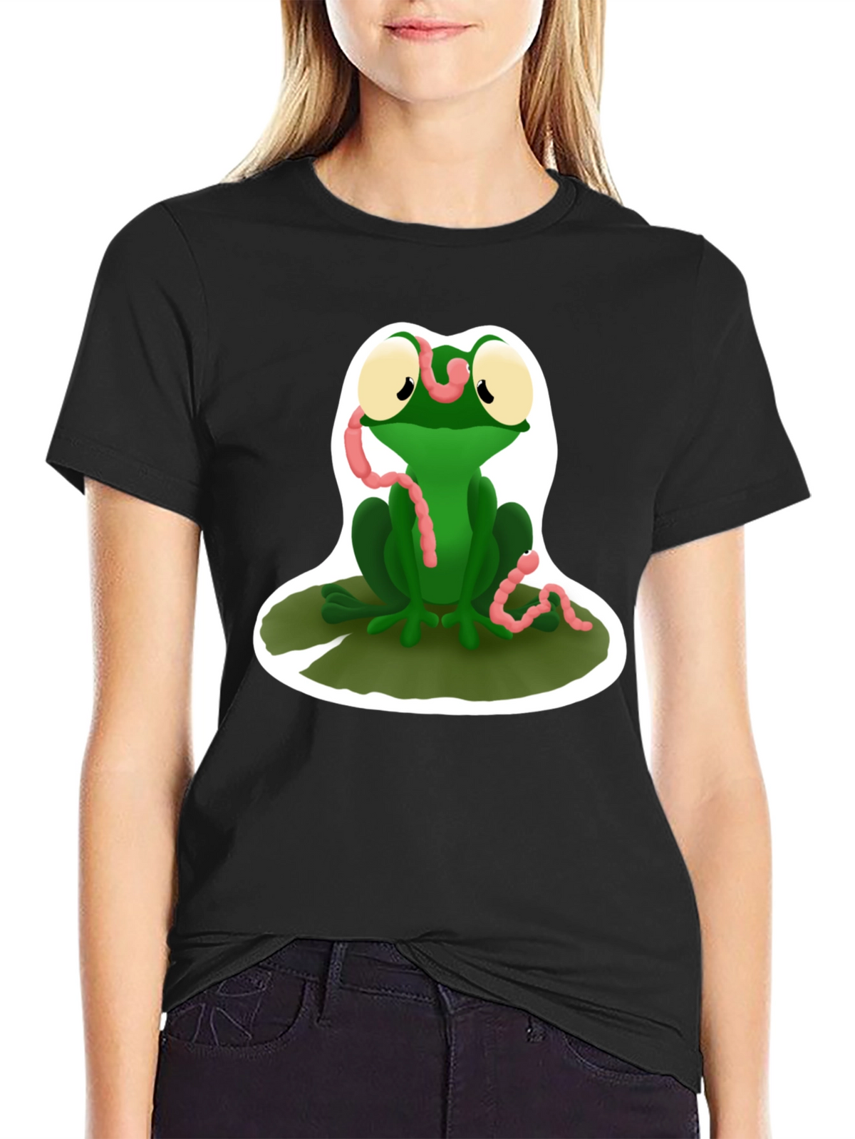 Frog and Worm Graphic T-Shirt