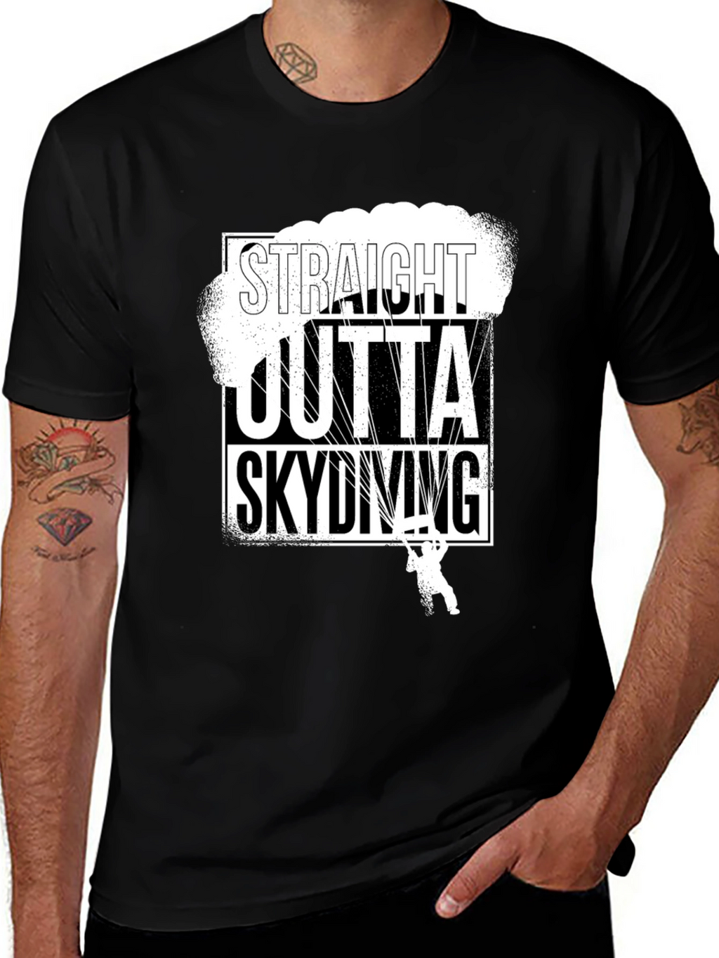 Straight Outta Skydiving Black T-Shirt