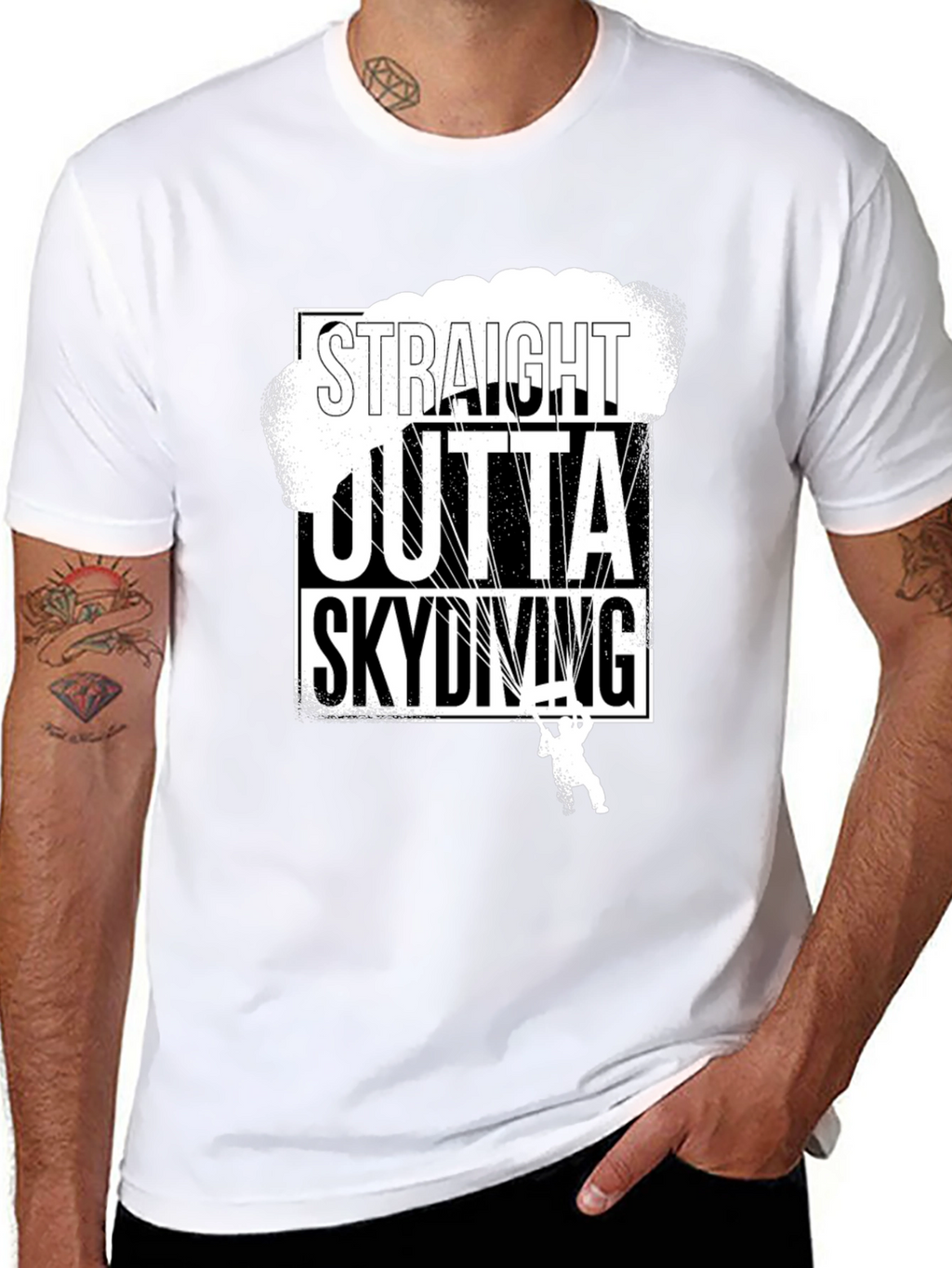 Straight Outta Skydiving Black T-Shirt
