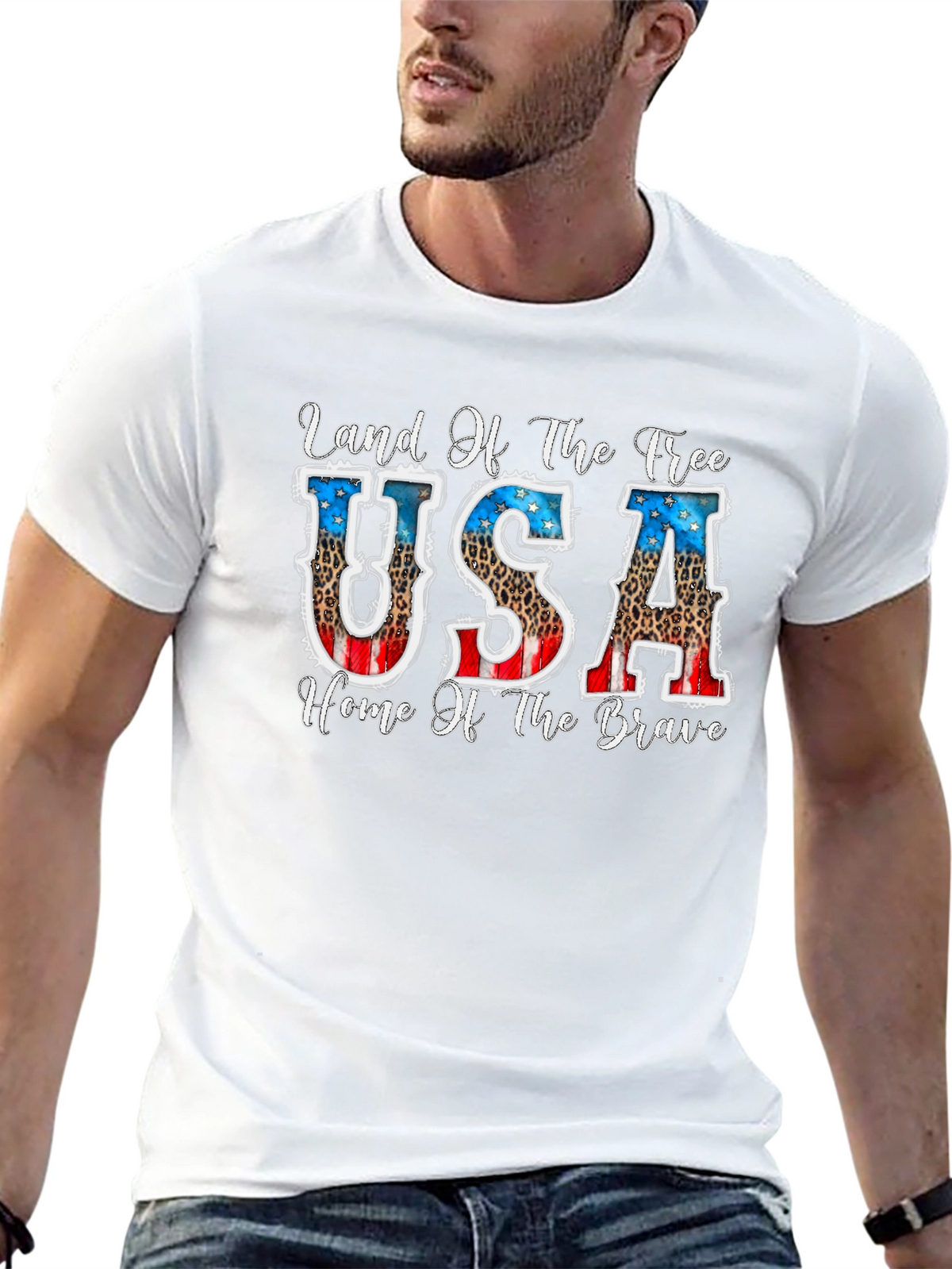 Land of the Free Patriotic USA Graphic T-Shirt