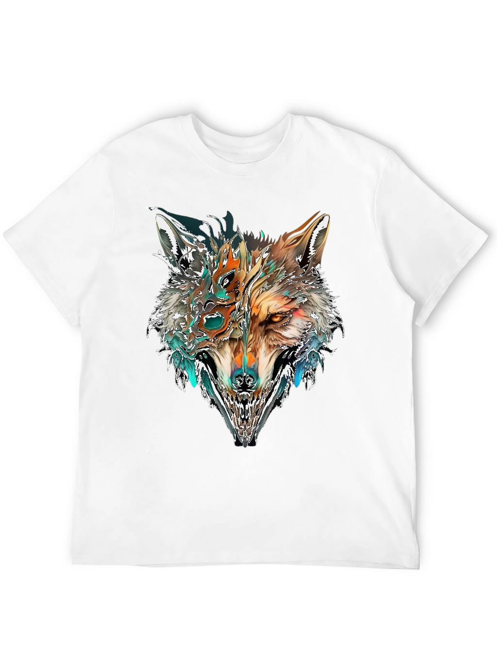 Abstract Wolf Graphic T-Shirt - Black