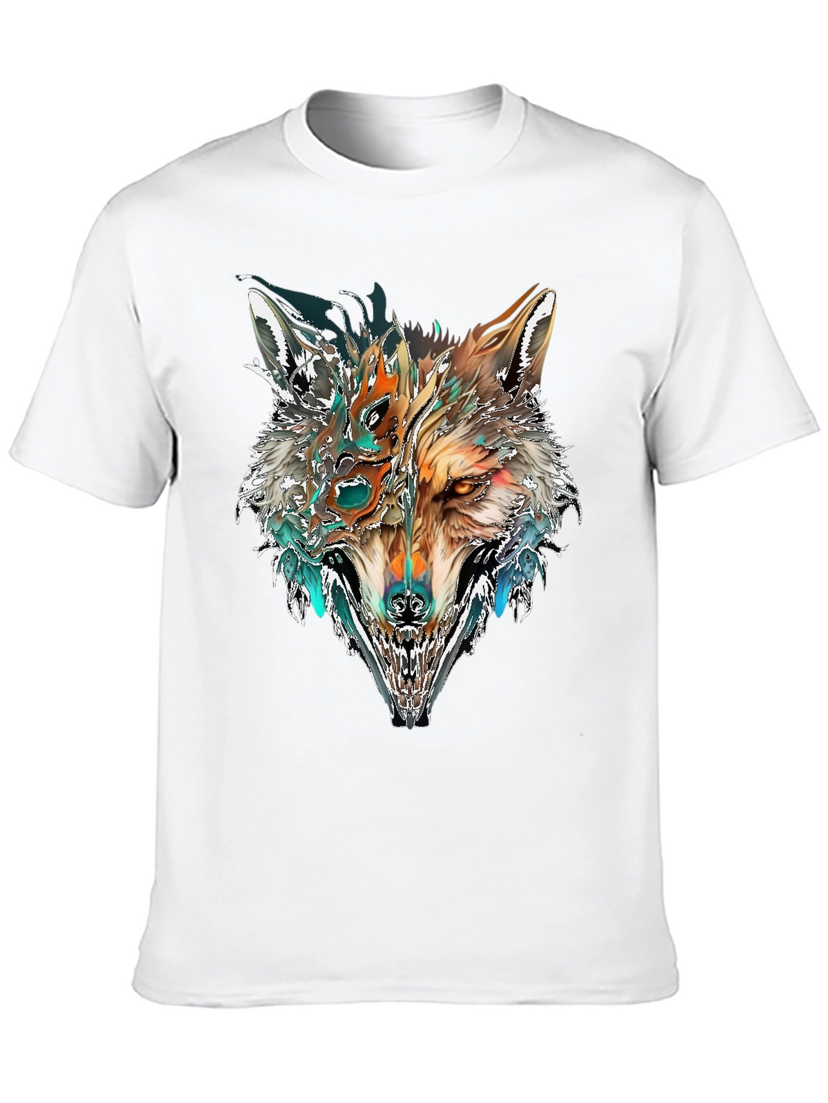 Abstract Wolf Graphic T-Shirt - Black