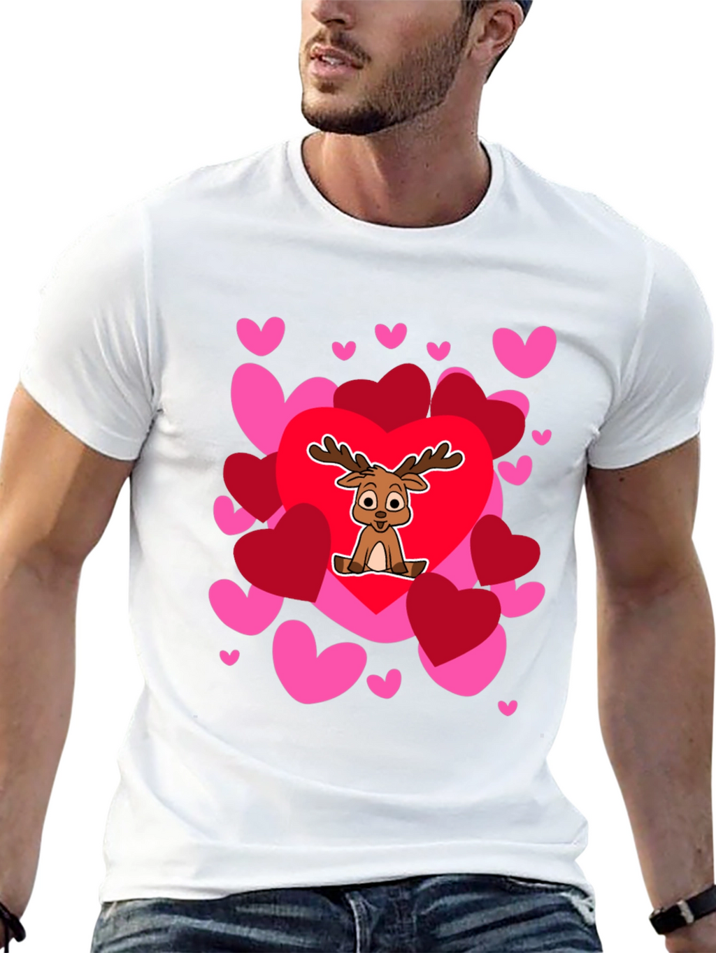 Reindeer Love Heart Valentines Day T-Shirt
