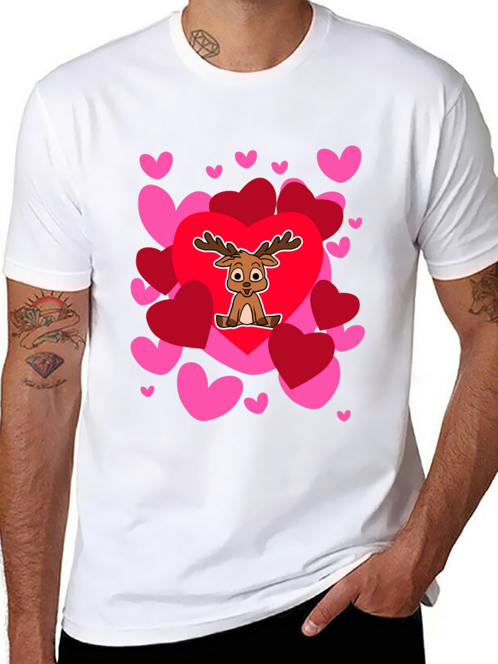 Reindeer Love Heart Valentines Day T-Shirt