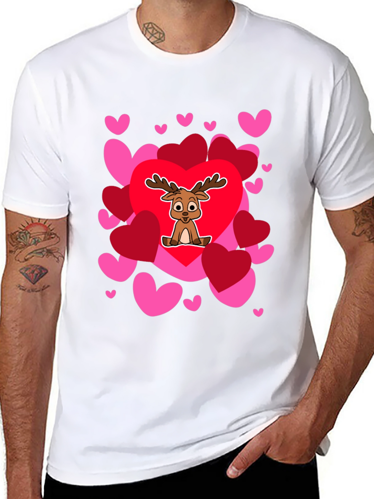 Reindeer Love Heart Valentines Day T-Shirt