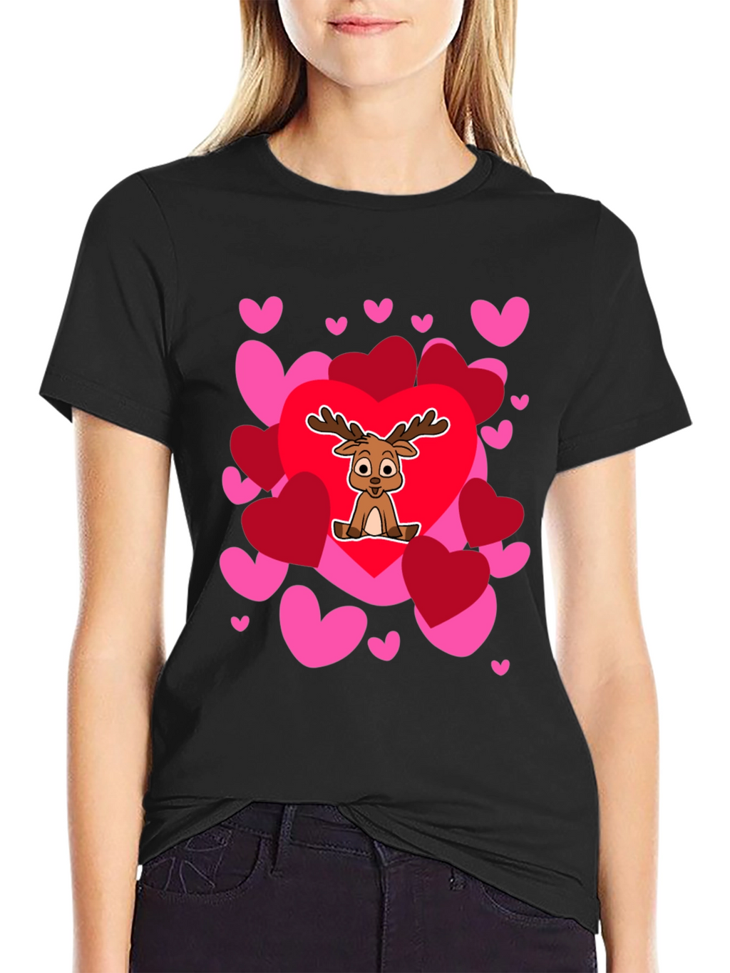 Reindeer Love Heart Valentines Day T-Shirt