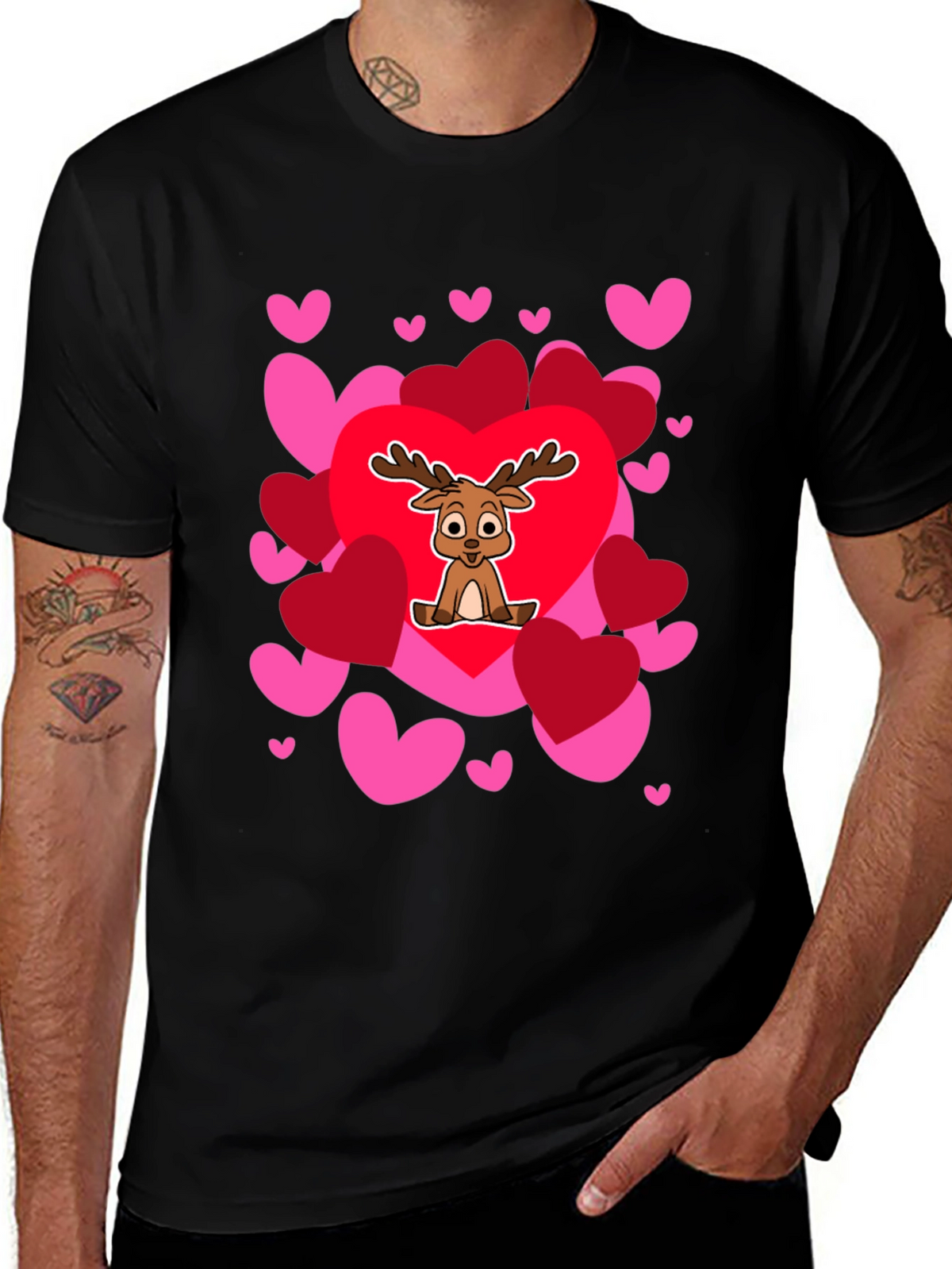 Reindeer Love Heart Valentines Day T-Shirt