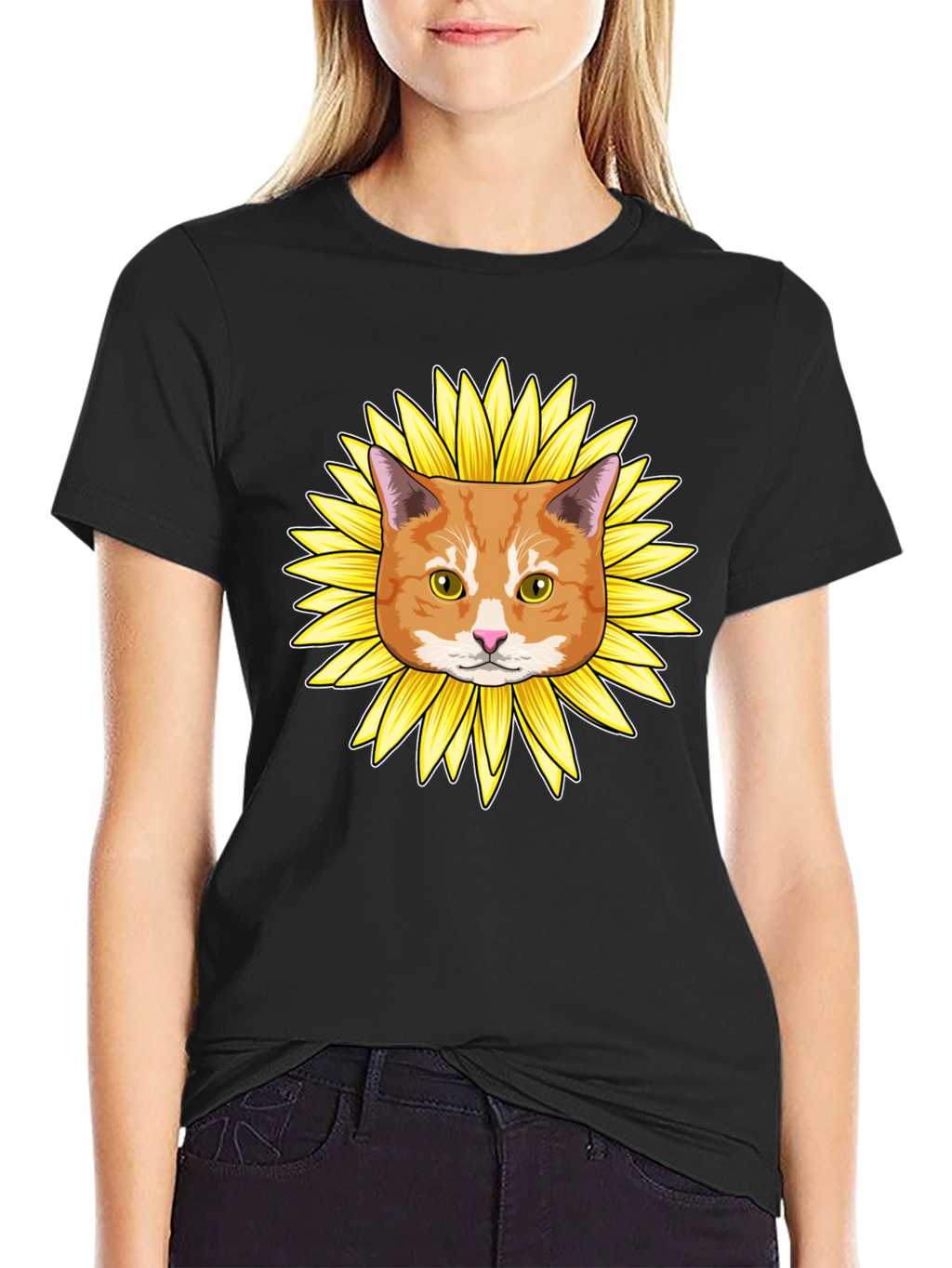 Sunflower Cat Graphic Tee