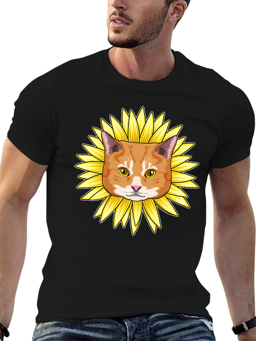 Sunflower Cat Graphic Tee