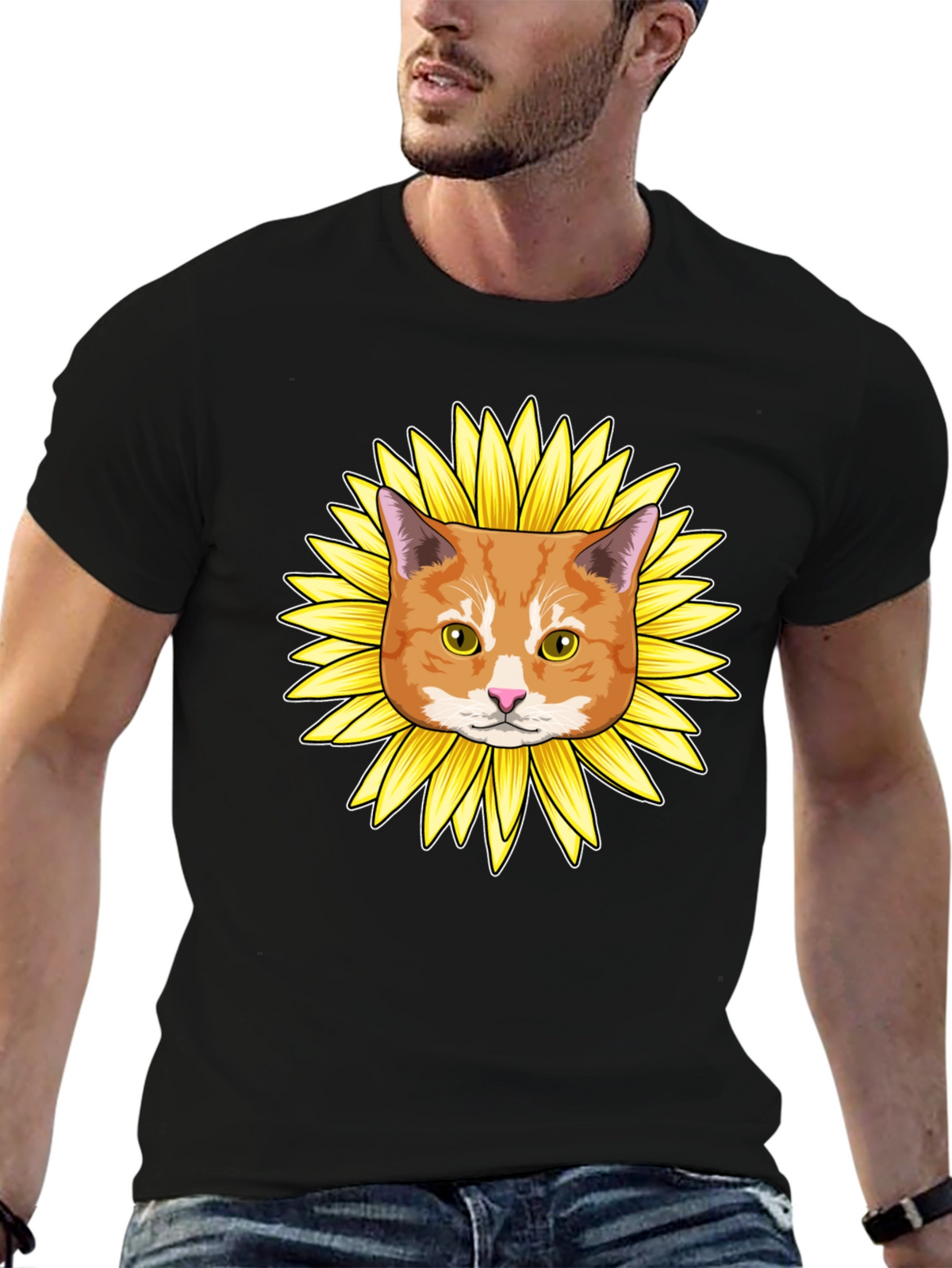 Sunflower Cat Graphic Tee