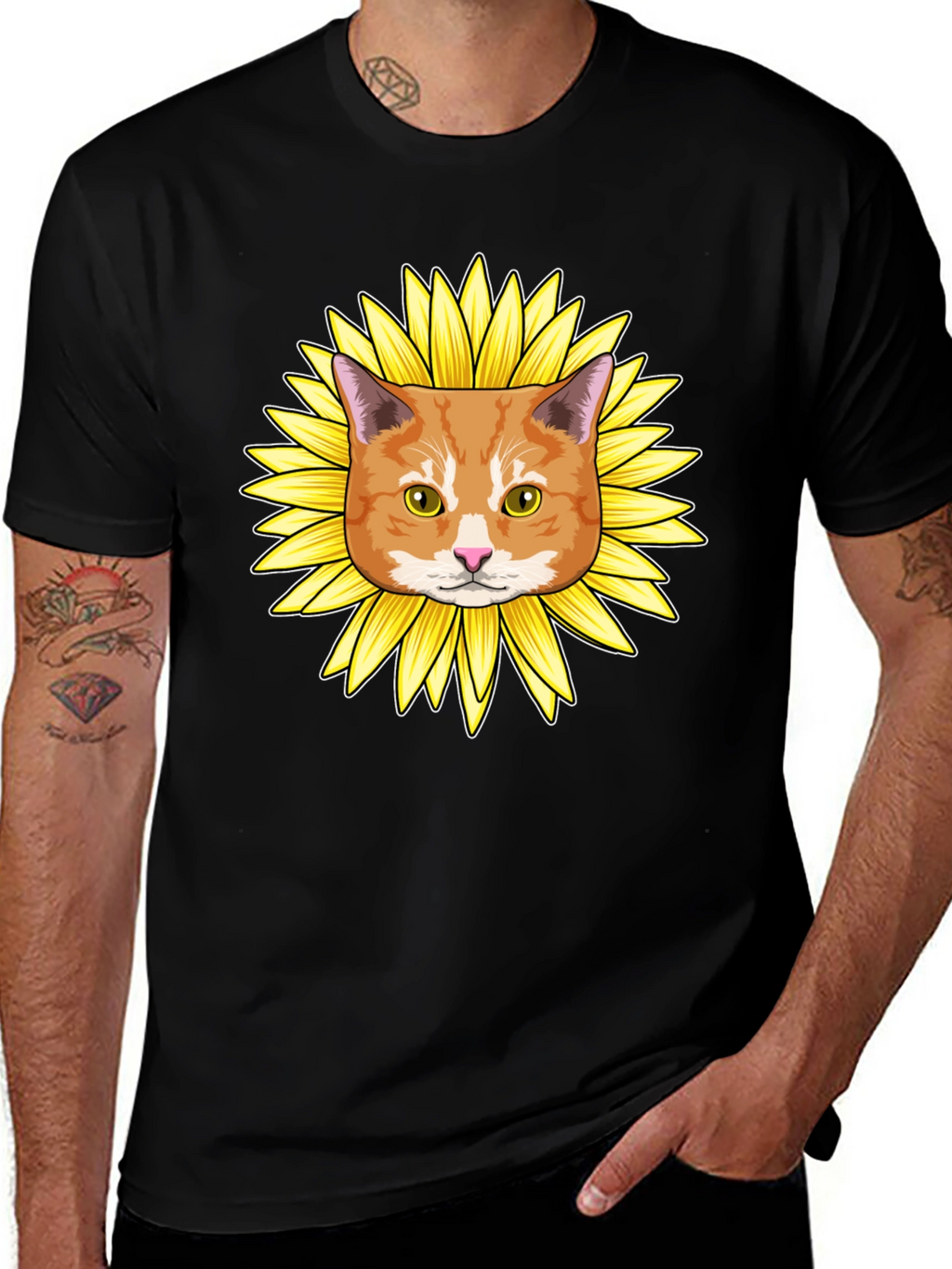 Sunflower Cat Graphic Tee
