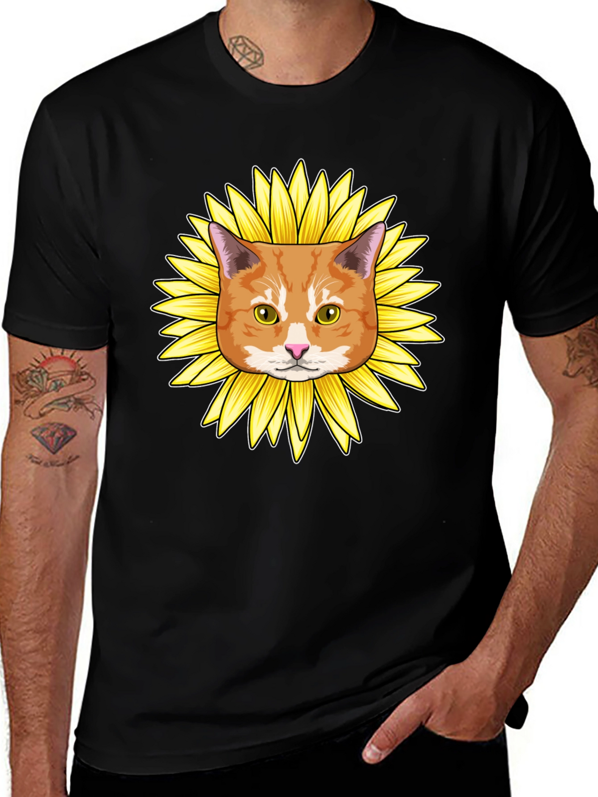 Sunflower Cat Graphic Tee