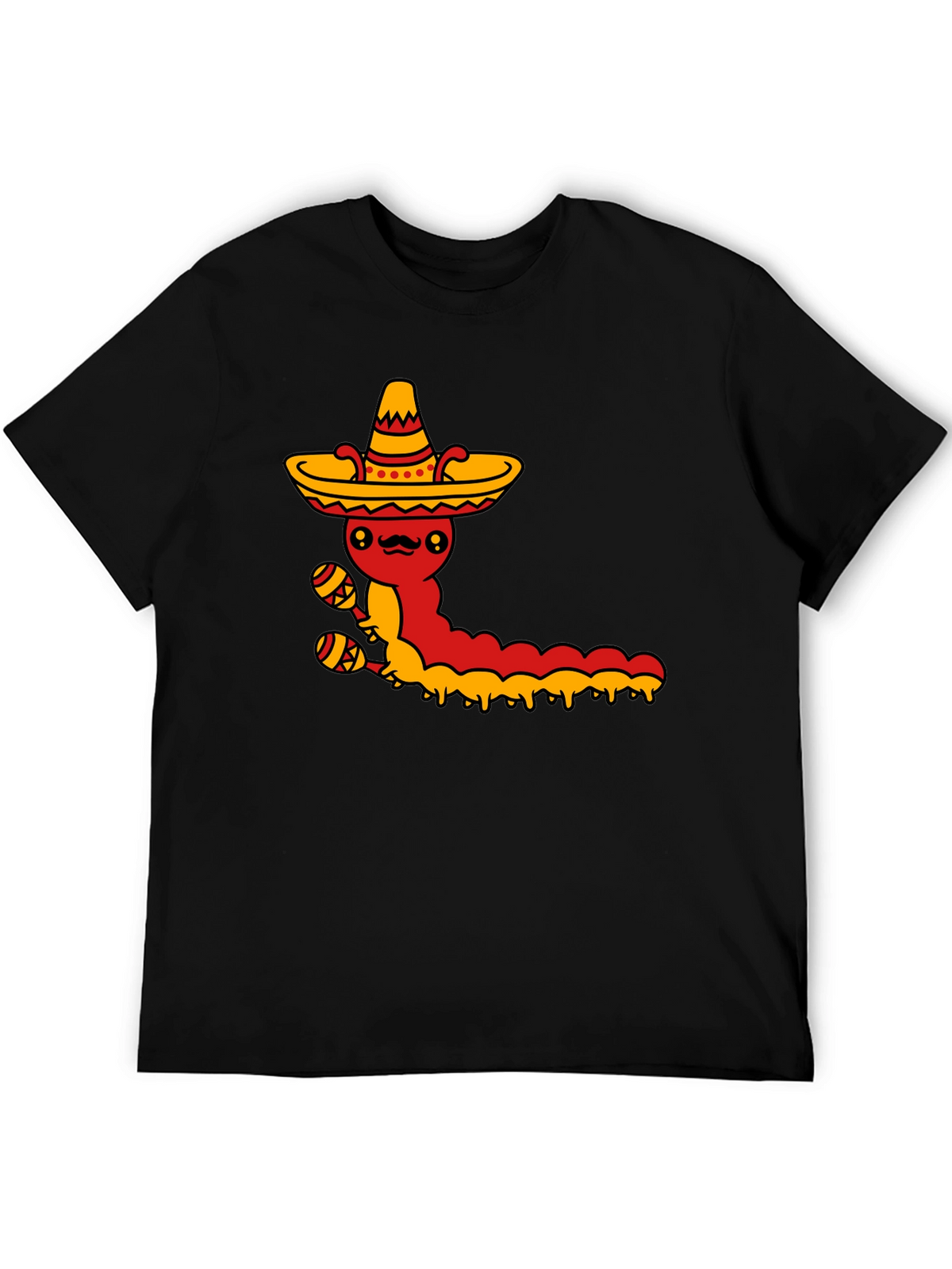 Mexican Fiesta T-Shirt - Caterpillar with Sombrero & Maracas