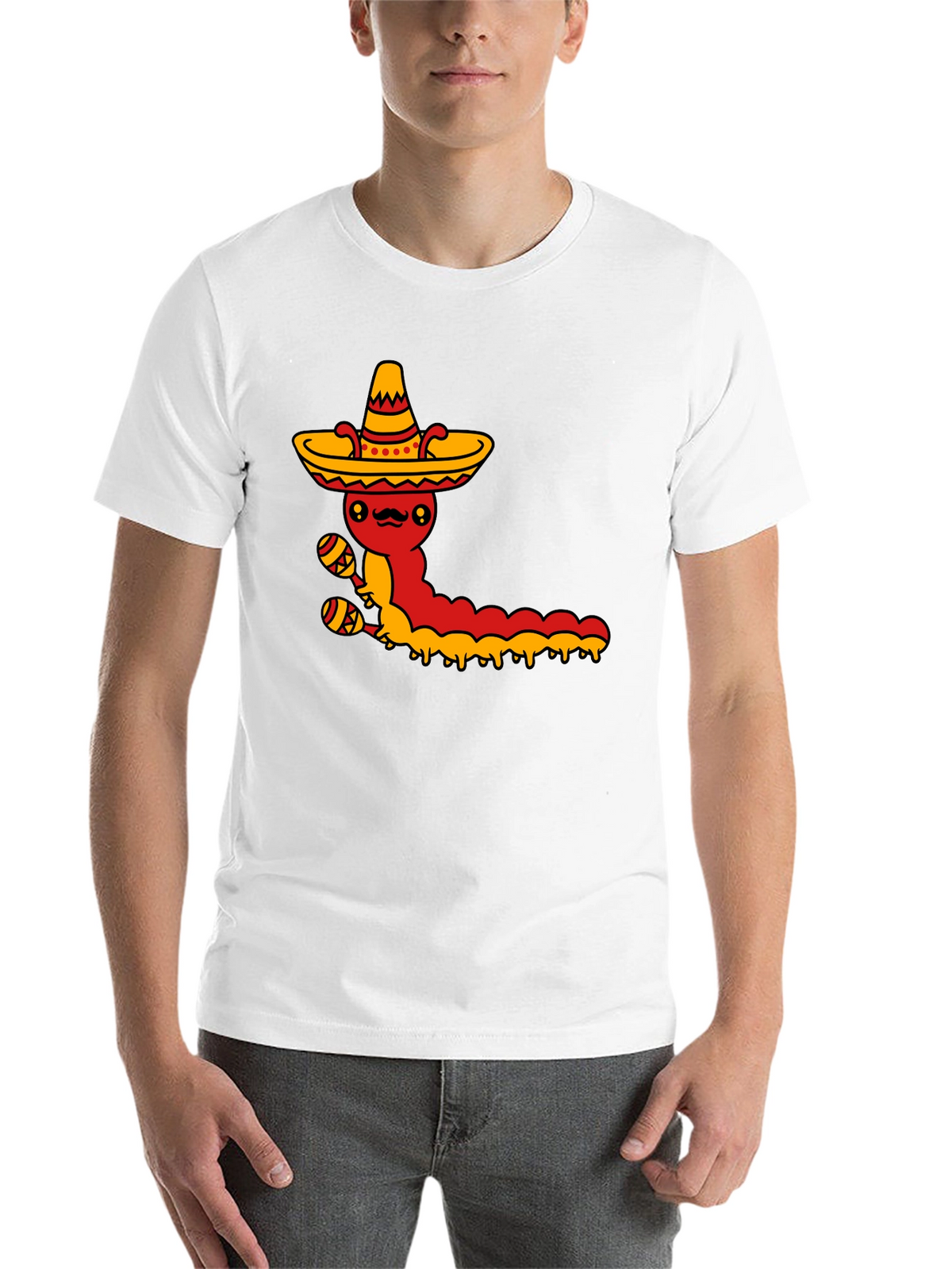 Mexican Fiesta T-Shirt - Caterpillar with Sombrero & Maracas