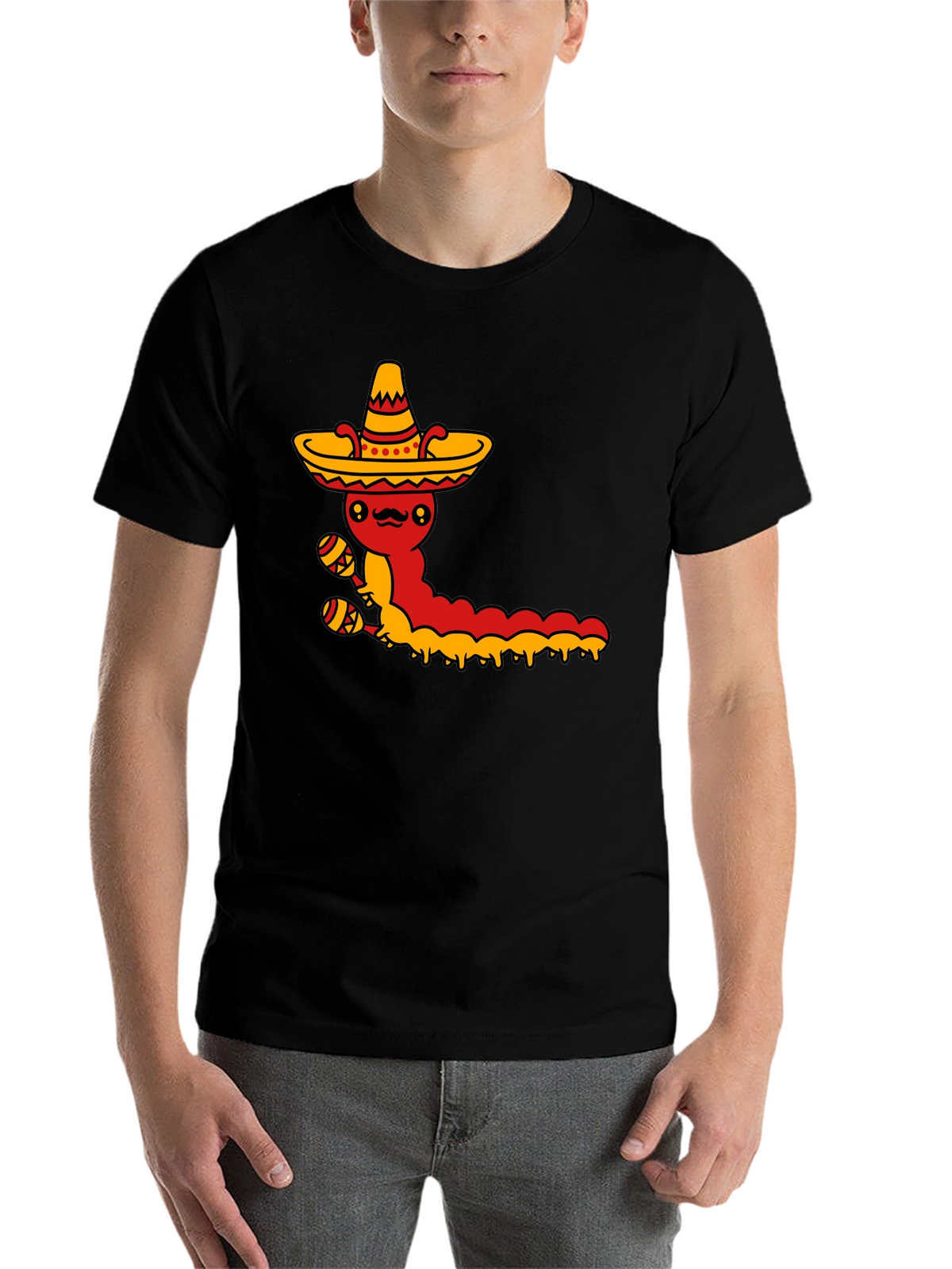 Mexican Fiesta T-Shirt - Caterpillar with Sombrero & Maracas