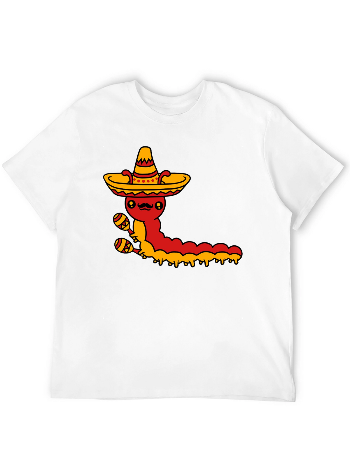Mexican Fiesta T-Shirt - Caterpillar with Sombrero & Maracas