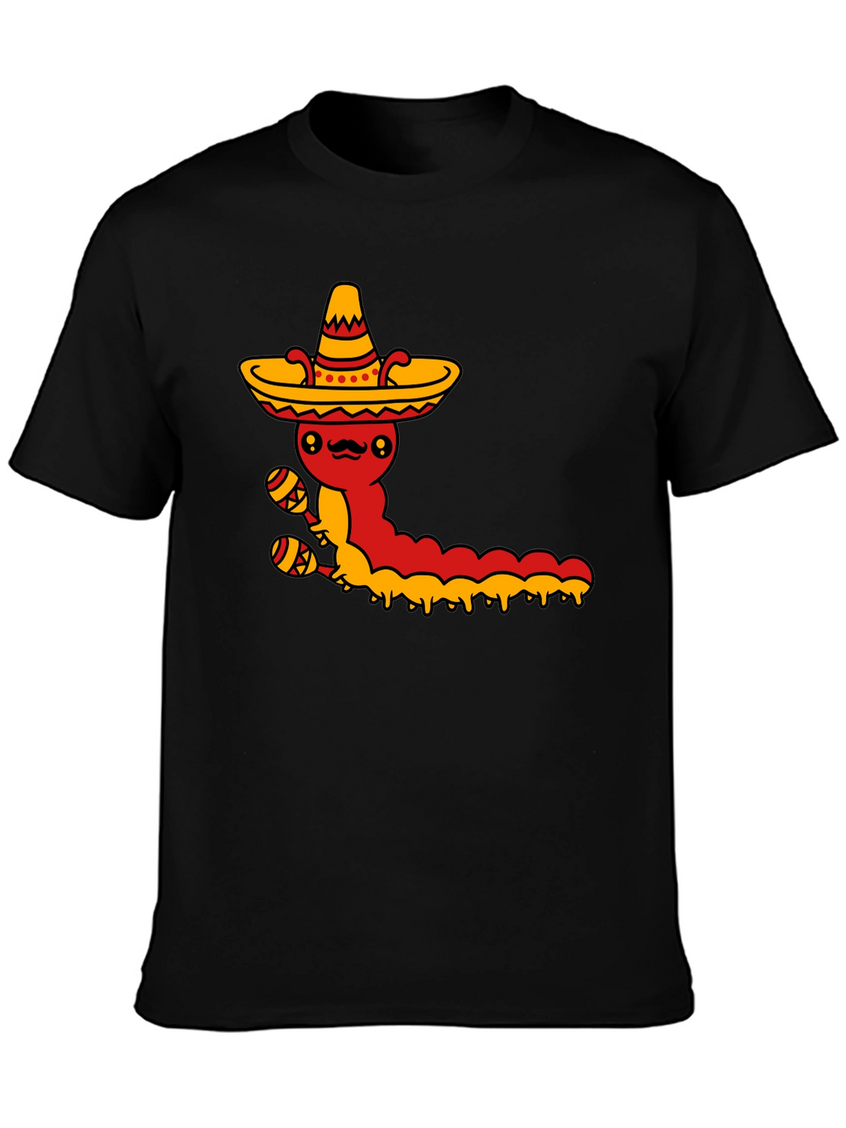 Mexican Fiesta T-Shirt - Caterpillar with Sombrero & Maracas