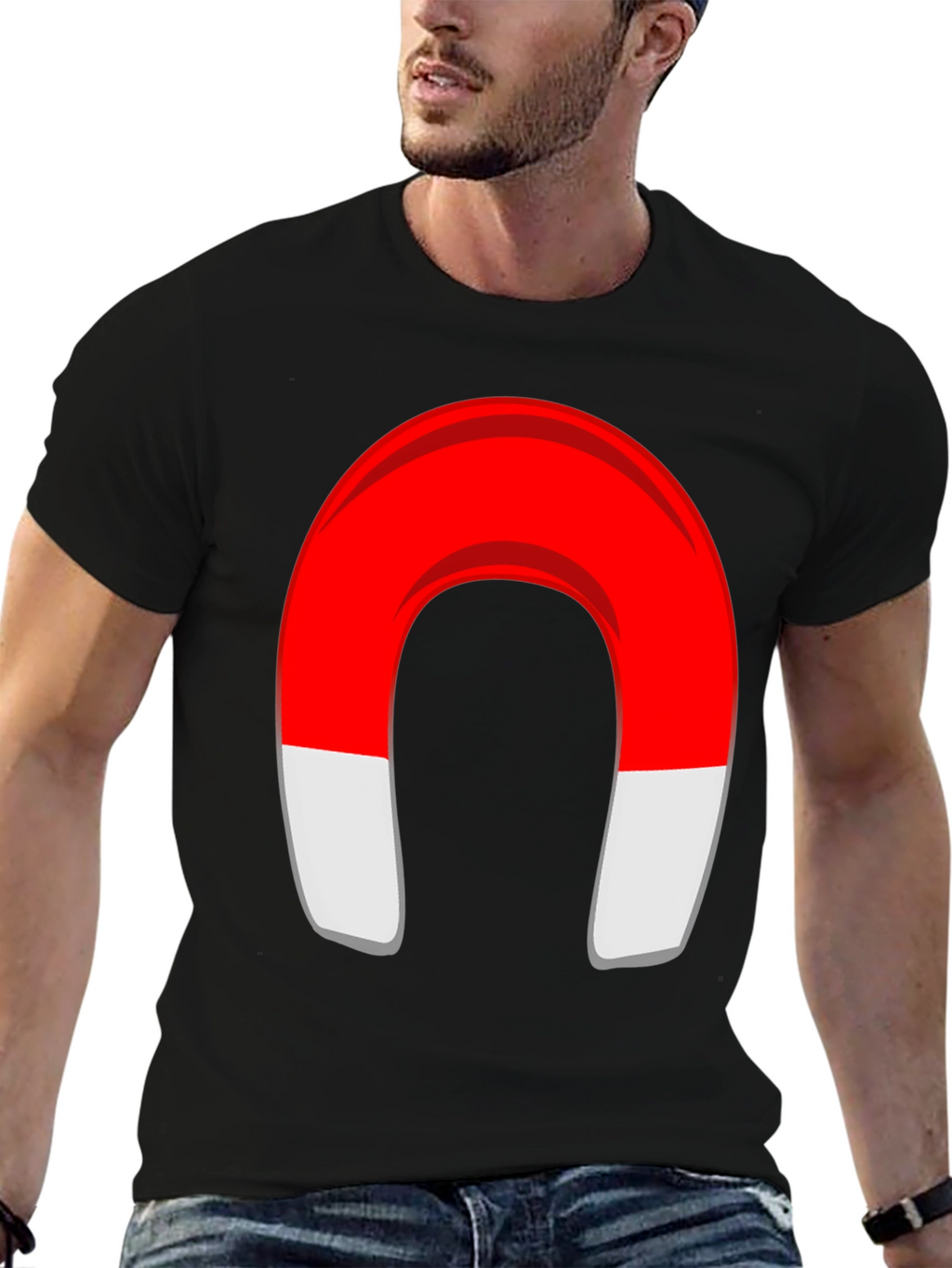 Magnet Graphic T-Shirt - Black Cotton Blend Tee