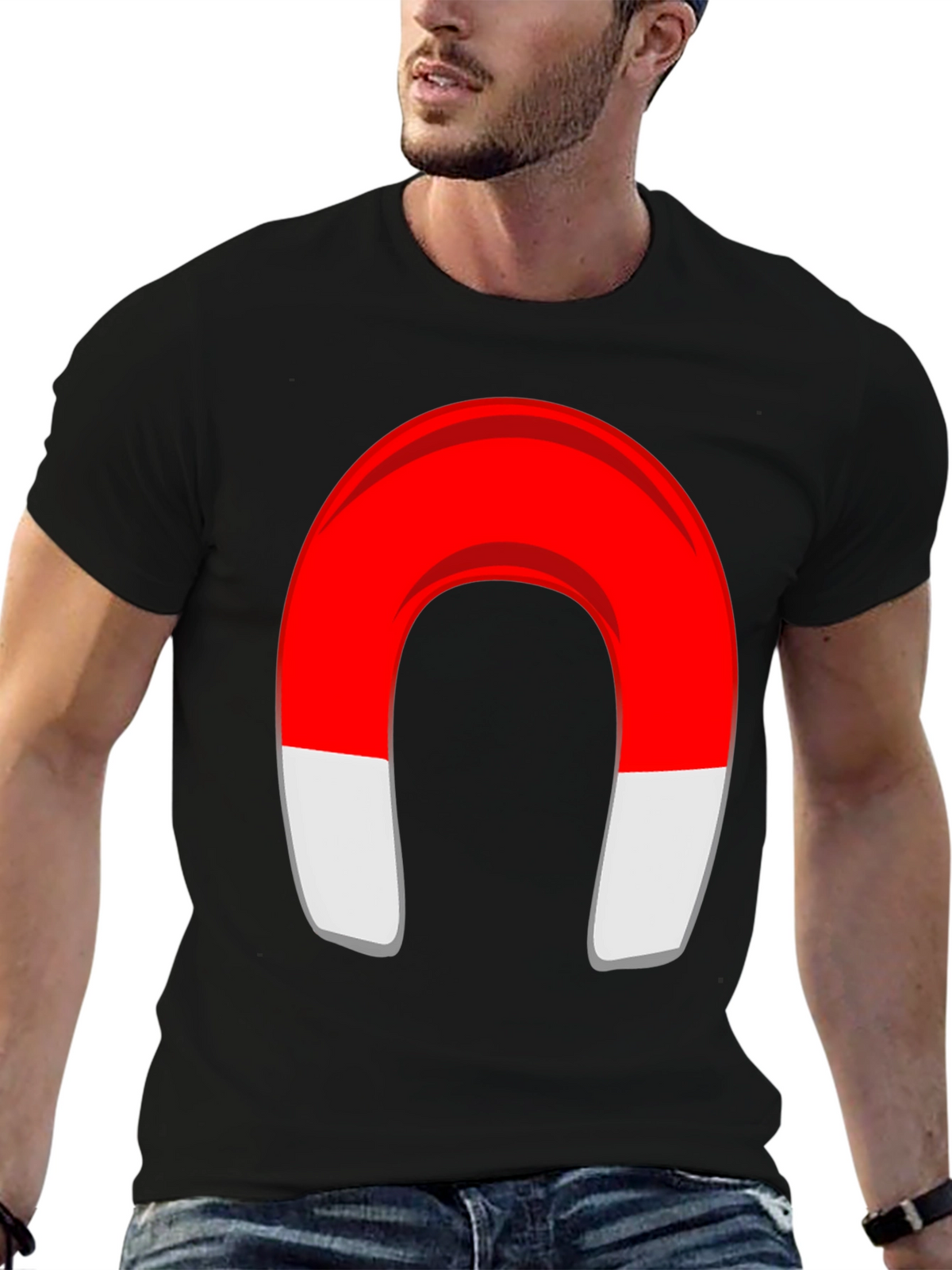 Magnet Graphic T-Shirt - Black Cotton Blend Tee