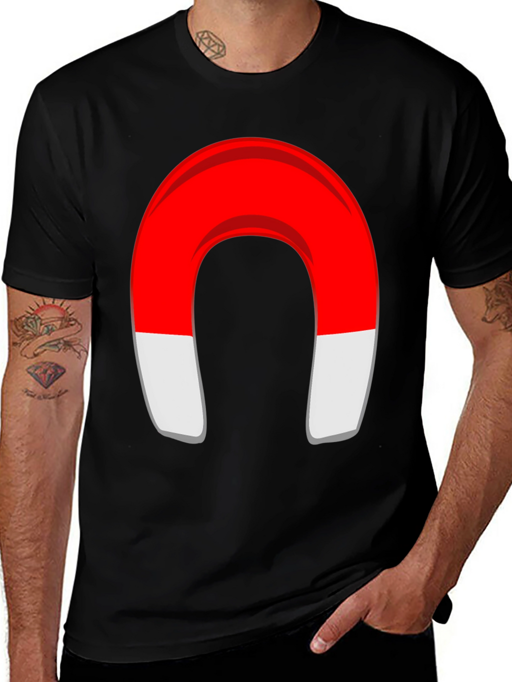 Magnet Graphic T-Shirt - Black Cotton Blend Tee