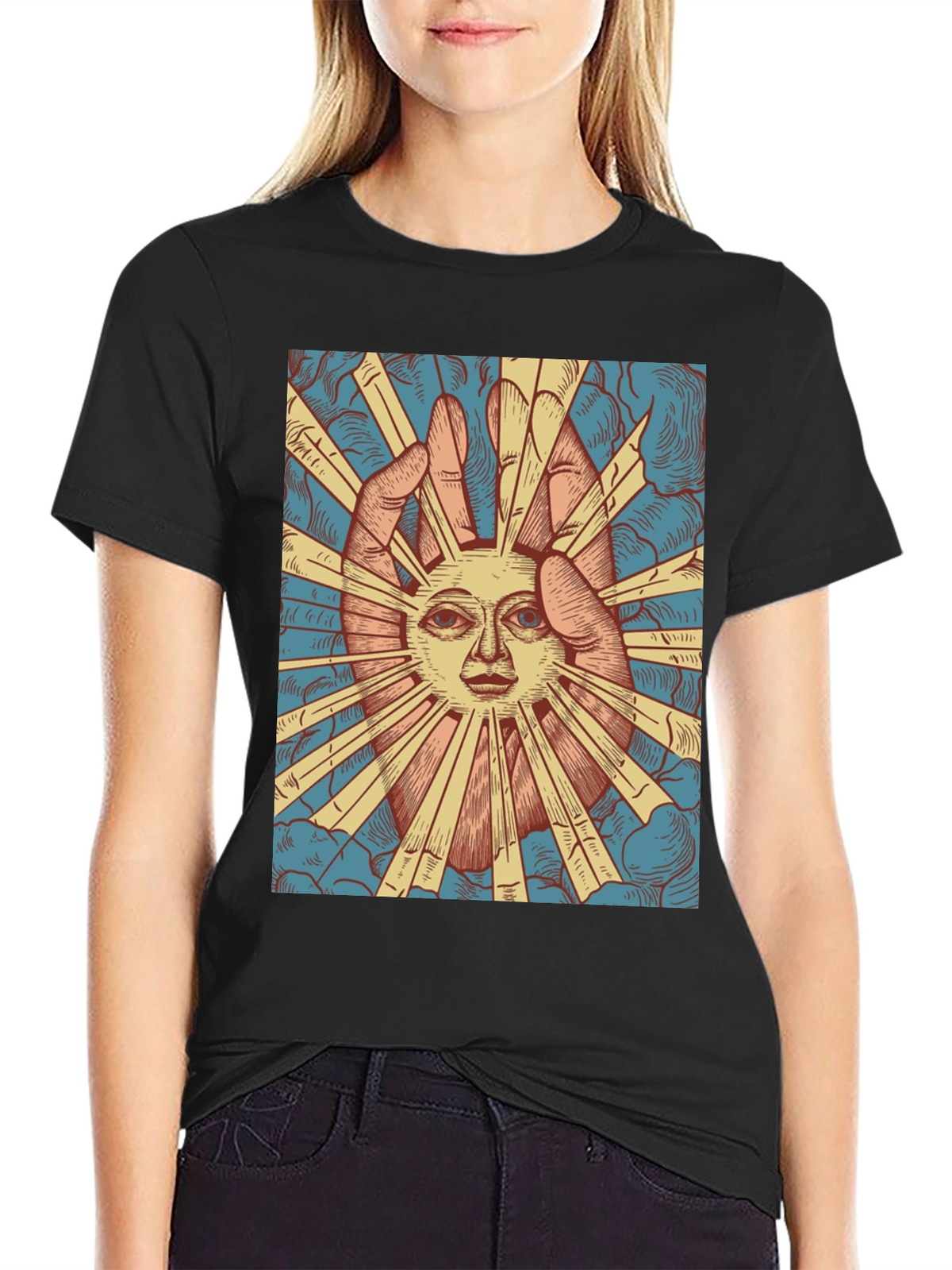 Sun Face Graphic Tee - Unique Design