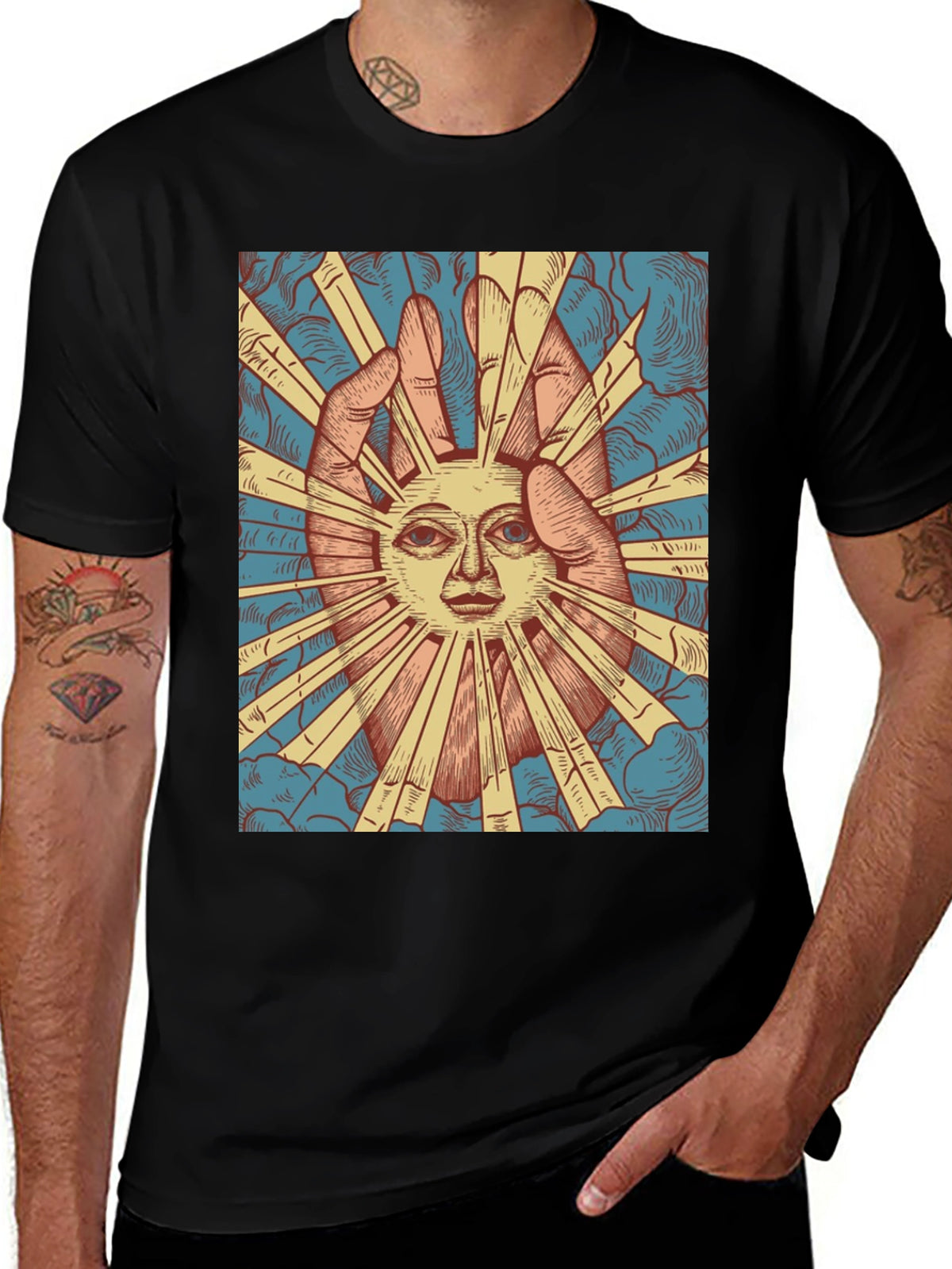 Sun Face Graphic Tee - Unique Design