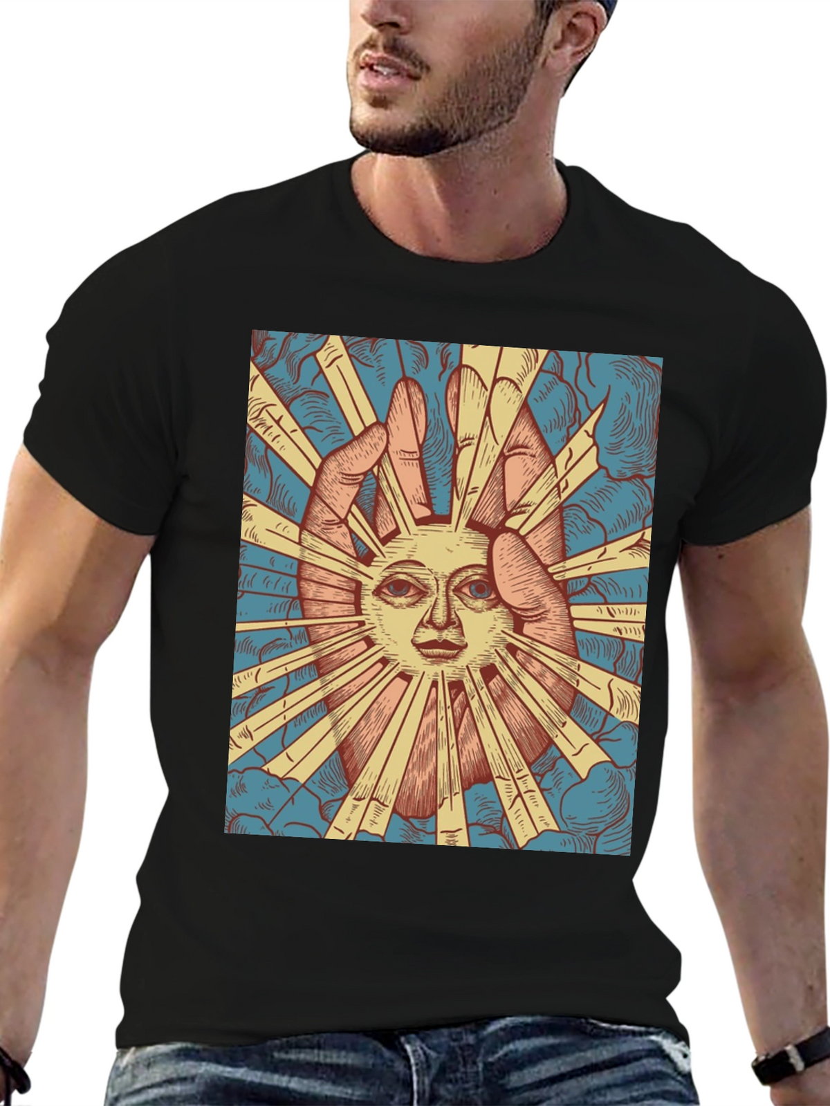 Sun Face Graphic Tee - Unique Design