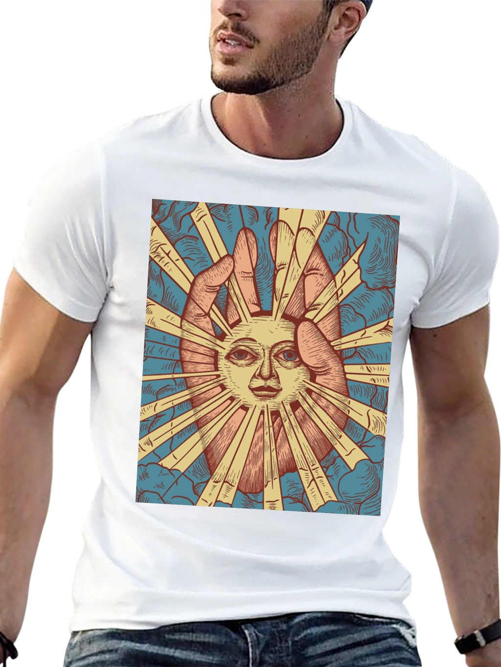Sun Face Graphic Tee - Unique Design