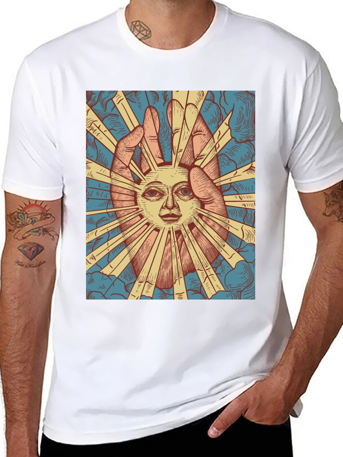 Sun Face Graphic Tee - Unique Design