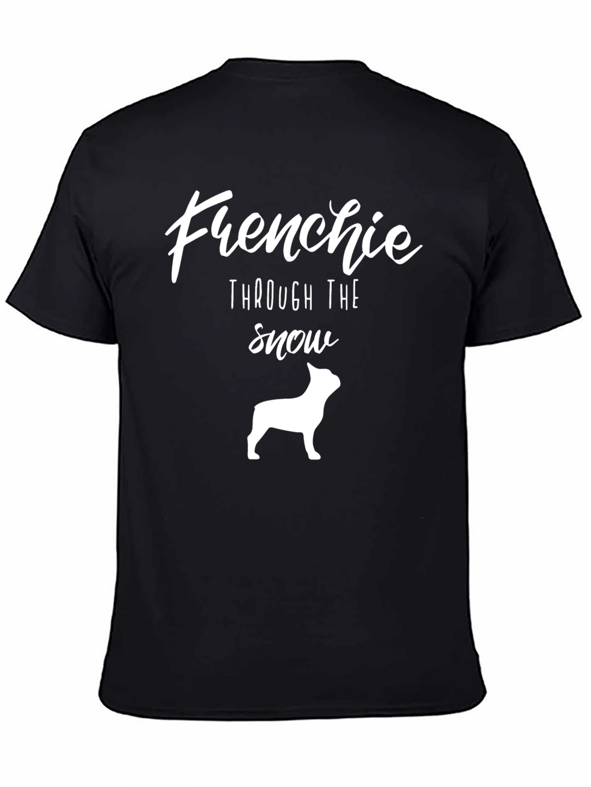 Frenchie Through the Snow Black T-Shirt