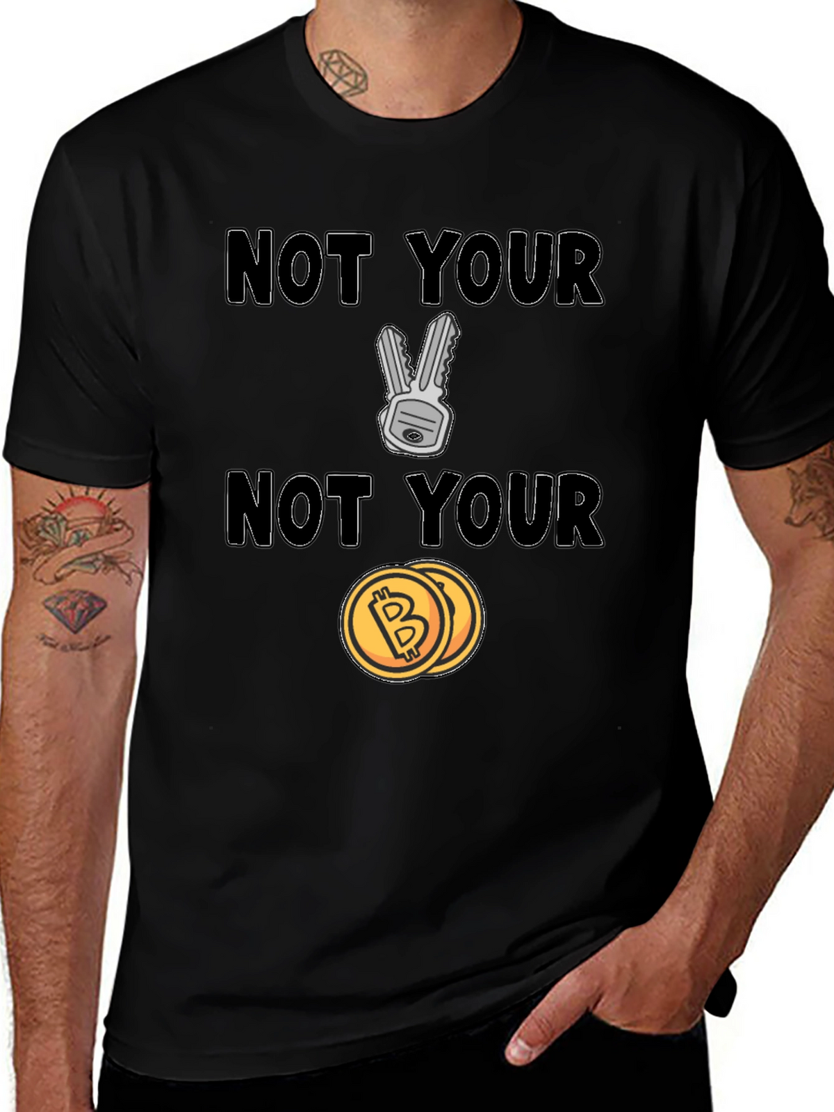 Not Your Keys Not Your Coins Bitcoin Crypto T-Shirt