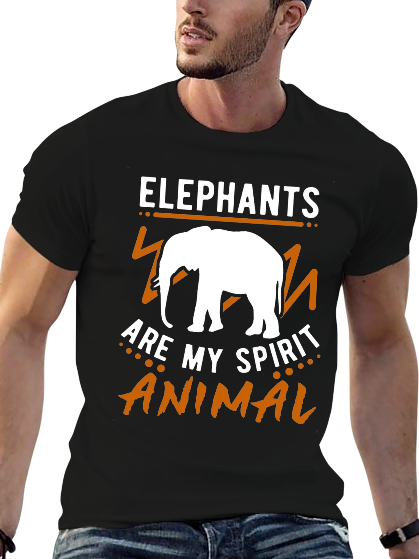 Elephant Spirit Animal Graphic Tee - Black Cotton Shirt