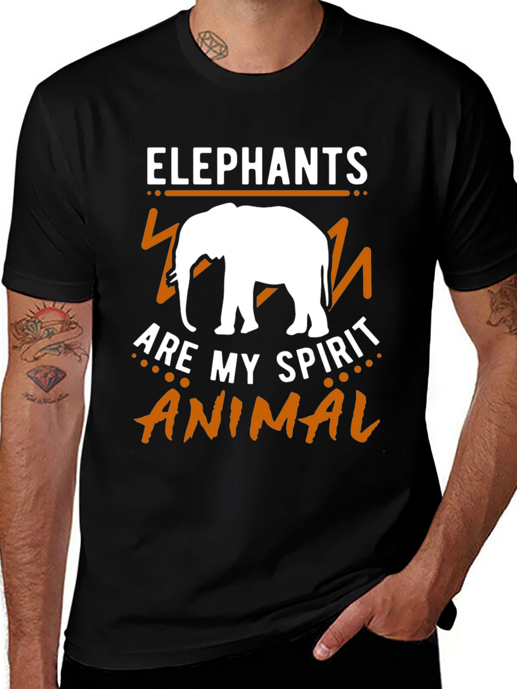 Elephant Spirit Animal Graphic Tee - Black Cotton Shirt