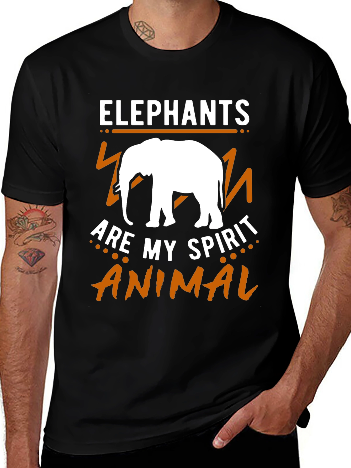 Elephant Spirit Animal Graphic Tee - Black Cotton Shirt