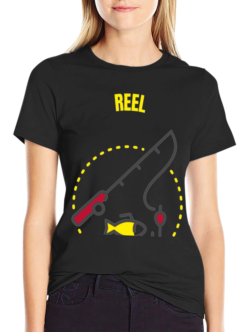 Reel Fishing T-Shirt - Black Graphic Tee