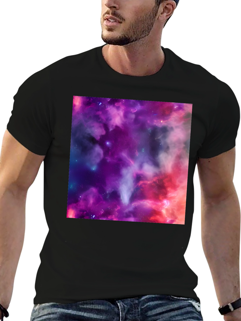 Nebula Print Black T-Shirt