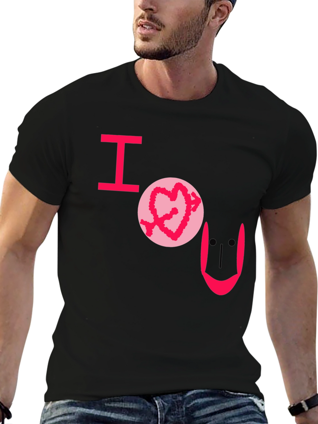 I Heart U Graphic Tee - Black Casual T-Shirt