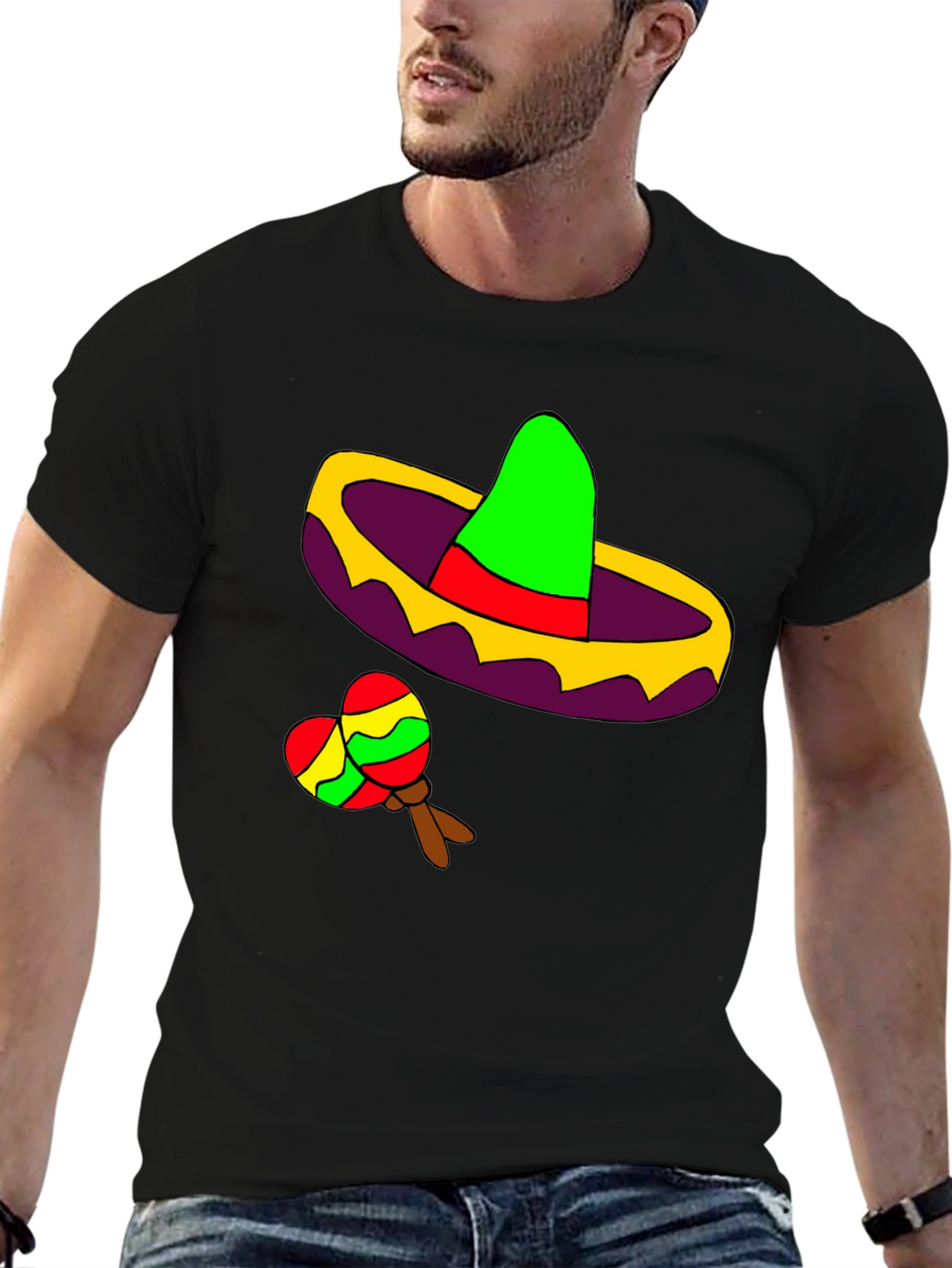 Fiesta Fun Tee: Sombrero & Maracas Design