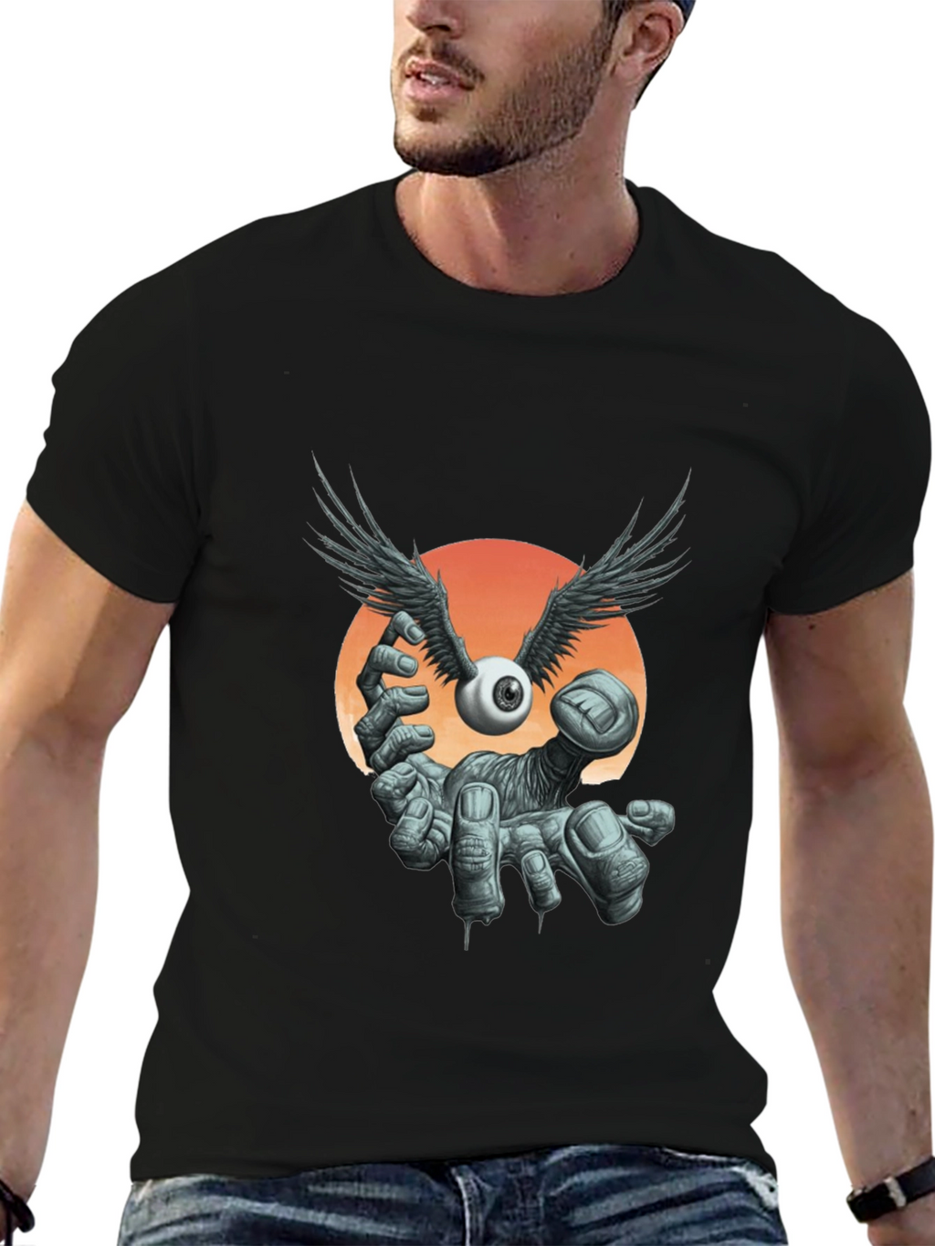 Winged Eyeball Graphic Tee - Unique Design