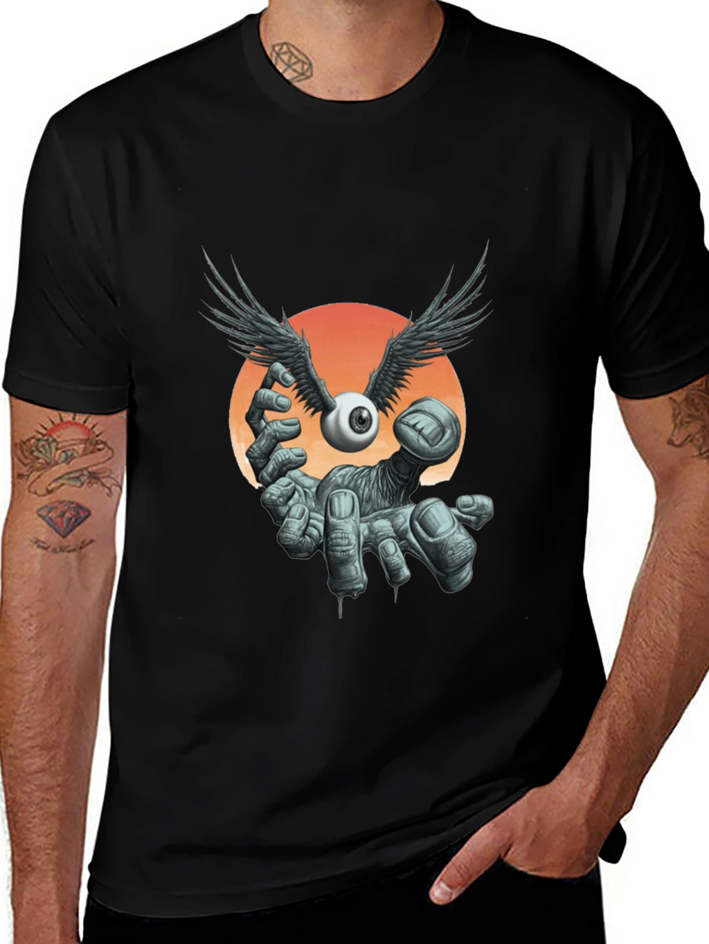 Winged Eyeball Graphic Tee - Unique Design