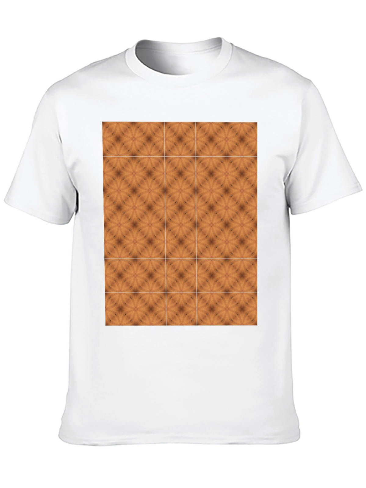 Geometric Tile Print Black Crew Neck Tee