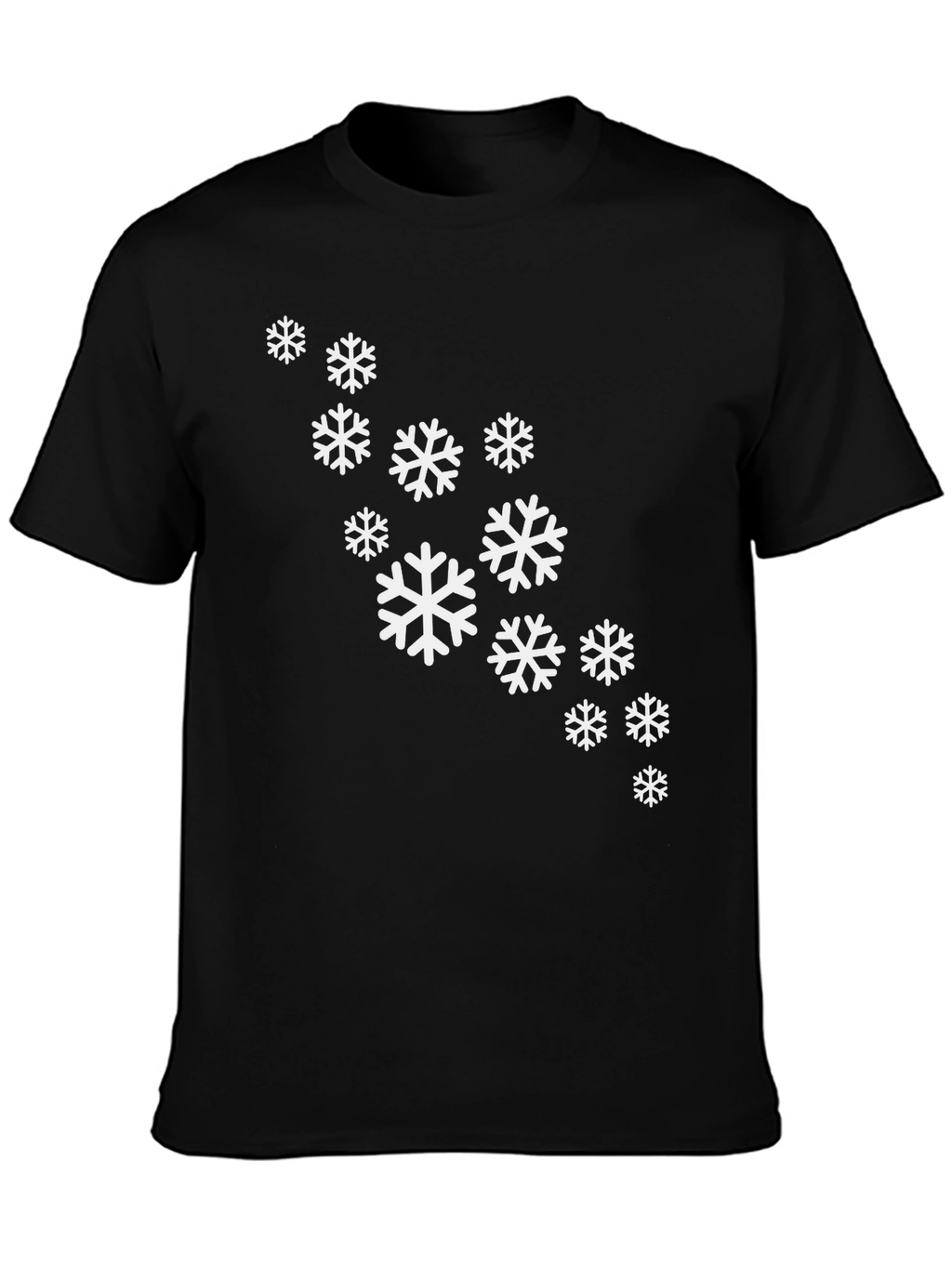 Snowflake Pattern Black T-Shirt