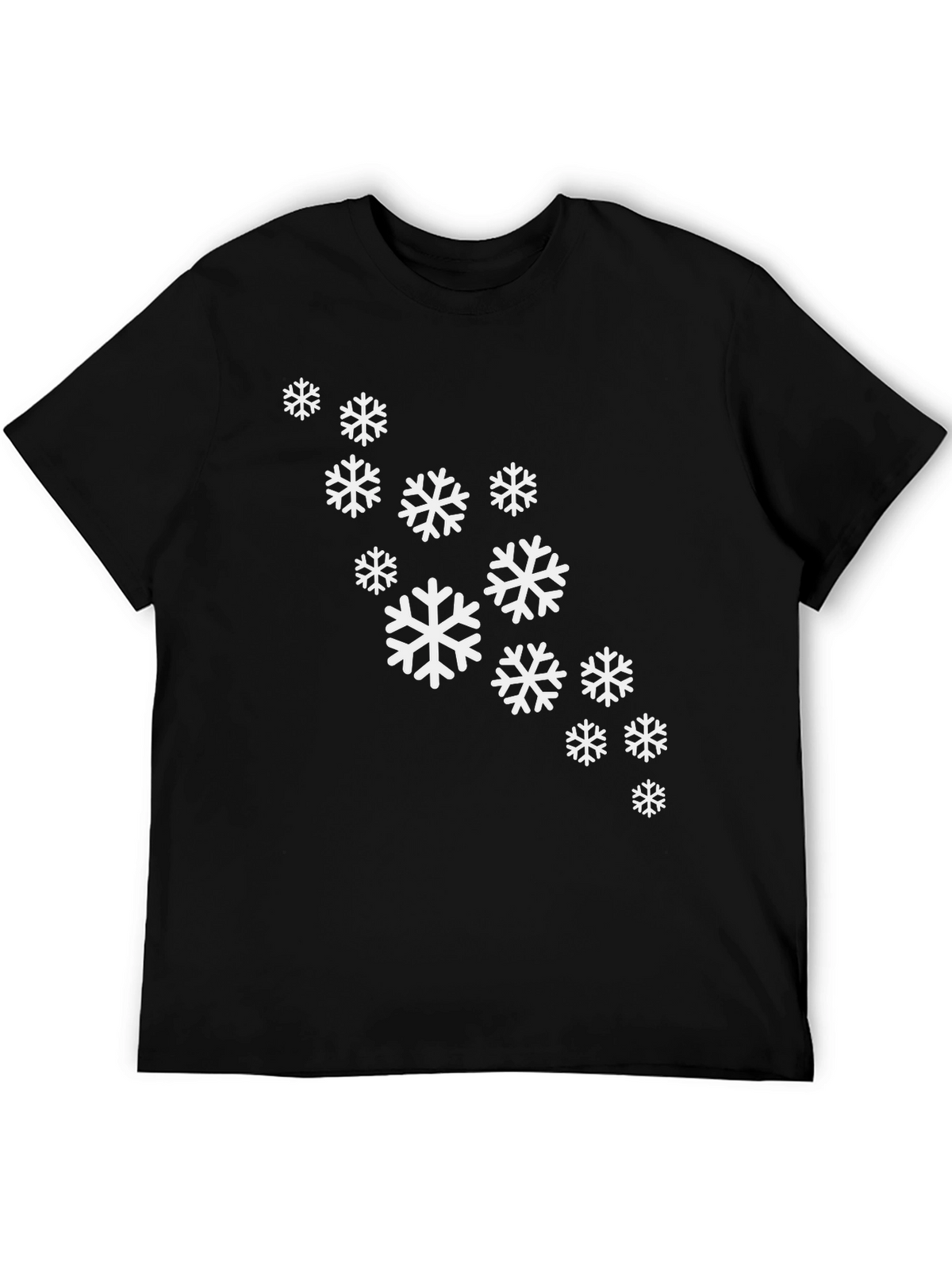 Snowflake Pattern Black T-Shirt