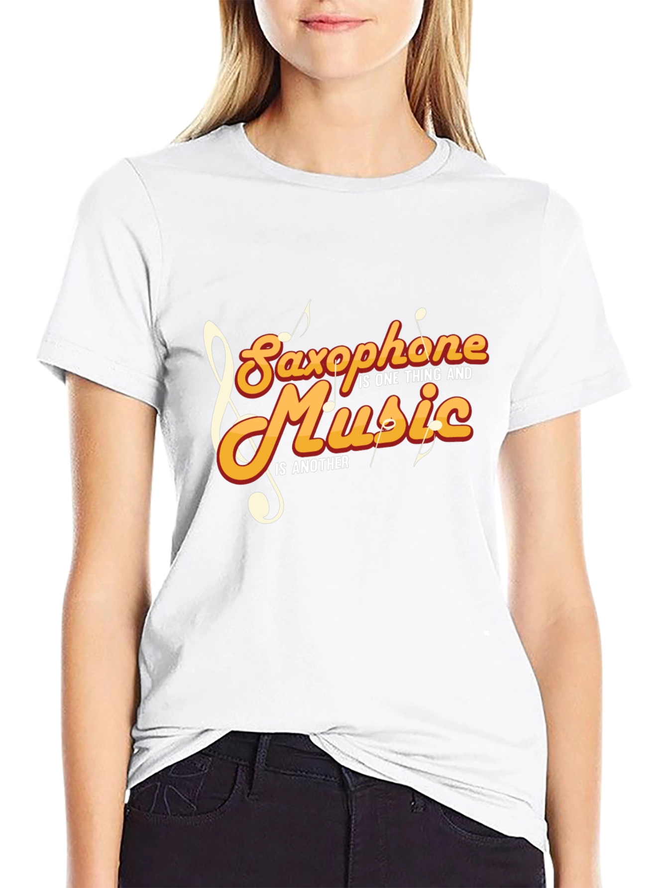 Saxophone and Music Graphic T-Shirt - Stylish Black Tee