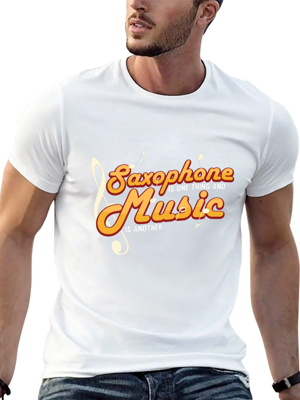 Saxophone and Music Graphic T-Shirt - Stylish Black Tee