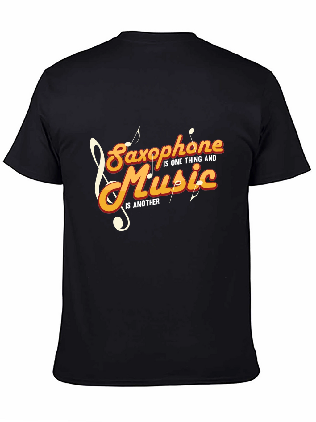 Saxophone and Music Graphic T-Shirt - Stylish Black Tee