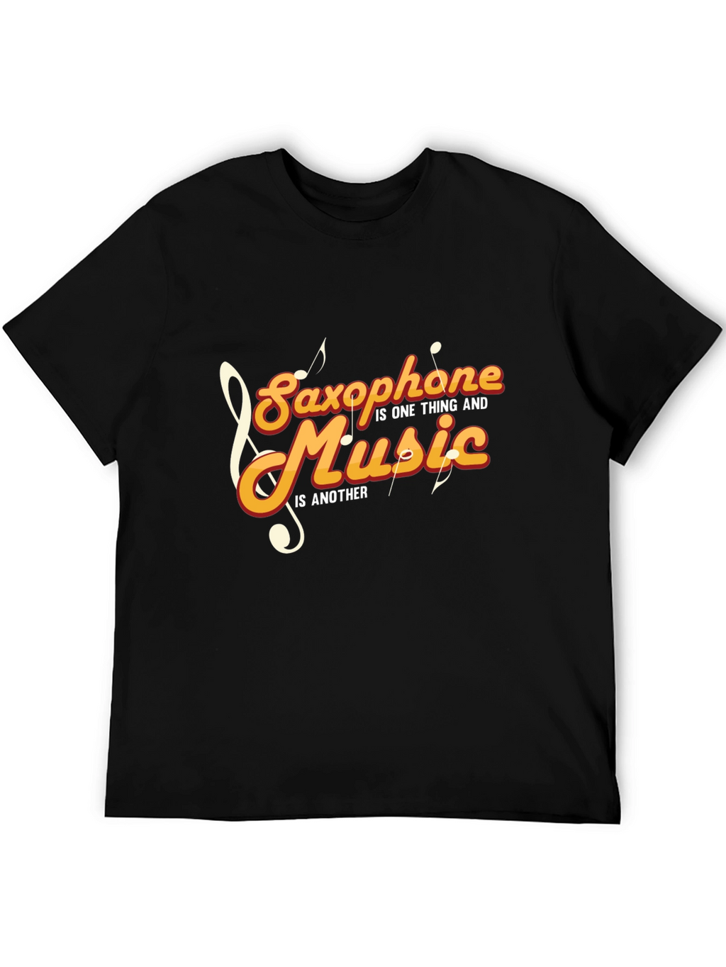 Saxophone and Music Graphic T-Shirt - Stylish Black Tee